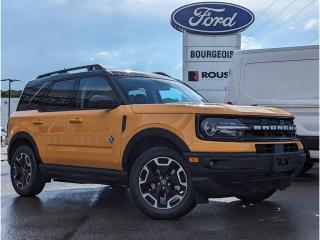 <b>Sunroof, Ford Co-Pilot360 Assist+, Wireless Charging, Premium Audio, Class II Trailer Tow Package!</b><br> <br> <br> <br>  Designed for every adventurer, this Bronco Sport gets you out into the wild, and back again. <br> <br>A compact footprint, an iconic name, and modern luxury come together to make this Bronco Sport an instant classic. Whether your next adventure takes you deep into the rugged wilds, or into the rough and rumble city, this Bronco Sport is exactly what you need. With enough cargo space for all of your gear, the capability to get you anywhere, and a manageable footprint, theres nothing quite like this Ford Bronco Sport.<br> <br> This cyber orange metallic tc SUV  has a 8 speed automatic transmission and is powered by a  181HP 1.5L 3 Cylinder Engine.<br> <br> Our Bronco Sports trim level is Outer Banks. Ready for the great outdoors, this Bronco Outer Banks features heated leather seats with feature power lumbar adjustment, a heated leather-wrapped steering wheel, SiriusXM streaming radio and exclusive aluminum wheels. Also standard include voice-activated automatic air conditioning, an 8-inch SYNC 3 powered infotainment screen with Apple CarPlay and Android Auto, smart charging USB type-A and type-C ports, 4G LTE mobile hotspot internet access, proximity keyless entry with remote start, and a robust terrain management system that features the trademark Go Over All Terrain (G.O.A.T.) driving modes. Additional features include Ford Co-Pilot360 with blind spot detection, rear cross traffic alert and pre-collision assist with automatic emergency braking, lane keeping assist, lane departure warning, forward collision alert, driver monitoring alert, a rear view camera, 3 12-volt DC and a 120-volt AC power outlets, and so much more. This vehicle has been upgraded with the following features: Sunroof, Ford Co-pilot360 Assist+, Wireless Charging, Premium Audio, Class Ii Trailer Tow Package.  This is a demonstrator vehicle driven by a member of our staff, so we can offer a great deal on it.<br><br> View the original window sticker for this vehicle with this url <b><a href=http://www.windowsticker.forddirect.com/windowsticker.pdf?vin=3FMCR9C68PRD95686 target=_blank>http://www.windowsticker.forddirect.com/windowsticker.pdf?vin=3FMCR9C68PRD95686</a></b>.<br> <br>To apply right now for financing use this link : <a href=https://www.bourgeoismotors.com/credit-application/ target=_blank>https://www.bourgeoismotors.com/credit-application/</a><br><br> <br/> 7.99% financing for 84 months.  Incentives expire 2024-04-30.  See dealer for details. <br> <br>Discount on vehicle represents the Cash Purchase discount applicable and is inclusive of all non-stackable and stackable cash purchase discounts from Ford of Canada and Bourgeois Motors Ford and is offered in lieu of sub-vented lease or finance rates. To get details on current discounts applicable to this and other vehicles in our inventory for Lease and Finance customer, see a member of our team. </br></br>Discover a pressure-free buying experience at Bourgeois Motors Ford in Midland, Ontario, where integrity and family values drive our 78-year legacy. As a trusted, family-owned and operated dealership, we prioritize your comfort and satisfaction above all else. Our no pressure showroom is lead by a team who is passionate about understanding your needs and preferences. Located on the shores of Georgian Bay, our dealership offers more than just vehiclesits an experience rooted in community, trust and transparency. Trust us to provide personalized service, a diverse range of quality new Ford vehicles, and a seamless journey to finding your perfect car. Join our family at Bourgeois Motors Ford and let us redefine the way you shop for your next vehicle.<br> Come by and check out our fleet of 80+ used cars and trucks and 130+ new cars and trucks for sale in Midland.  o~o