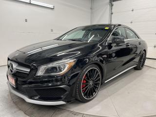 ONLY 57,000KMS!! 355HP AMG W/ PREMIUM AND EXCLUSIVE PKG INCL. PANORAMIC SUNROOF, BACKUP CAMERA, 19-IN AMG ALLOYS AND BLACK LEATHER SPORT SEATS W/ RED CONTRAST STITCHING! Blind spot monitor, lane-keep assist, navigation, paddle shifters, dual-zone climate control, heated seats, red AMG calipers w/ drilled & slotted performance rotors, auto headlights, rain-sensing wipers, heated seats, power seats w/ memory system, leather-wrapped steering wheel, AMG engine monitor, cruise control and Sirius XM!