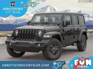 <br> <br>  This Jeep Wrangler is the culmination of tireless innovation and extensive testing to build the ultimate off-road SUV! <br> <br>No matter where your next adventure takes you, this Jeep Wrangler is ready for the challenge. With advanced traction and handling capability, sophisticated safety features and ample ground clearance, the Wrangler is designed to climb up and crawl over the toughest terrain. Inside the cabin of this Wrangler offers supportive seats and comes loaded with the technology you expect while staying loyal to the style and design youve come to know and love.<br> <br> This black clear coat SUV  has a 8 speed automatic transmission and is powered by a  270HP 2.0L 4 Cylinder Engine.<br> <br> Our Wranglers trim level is Sport S. This off-road icon in the Sport S trim comes standard with aluminum wheels, tow equipment that includes trailer sway control, front and rear tow hooks, front fog lamps, and a manual convertible top with fixed rollover protection. Occupants are treated front and rear illuminated cupholders, air conditioning, an 8-speaker audio system, and a 12.3-inch infotainment screen powered by Uconnect 5W, with smartphone integration and mobile hotspot internet access. Additional features include cruise control, a rearview camera, and even more. This vehicle has been upgraded with the following features: 2.0l I4 Dohc Di Turbo Engine W/ Ess, Black 3-piece Hard Top, Technology Group, Fog Lamps, 17 Inch Aluminum Wheels. <br><br> View the original window sticker for this vehicle with this url <b><a href=http://www.chrysler.com/hostd/windowsticker/getWindowStickerPdf.do?vin=1C4PJXDN2RW160238 target=_blank>http://www.chrysler.com/hostd/windowsticker/getWindowStickerPdf.do?vin=1C4PJXDN2RW160238</a></b>.<br> <br/>    5.99% financing for 96 months. <br> Buy this vehicle now for the lowest weekly payment of <b>$216.06</b> with $0 down for 96 months @ 5.99% APR O.A.C. ( taxes included, Plus applicable fees   ).  Incentives expire 2024-04-30.  See dealer for details. <br> <br>Abbotsford Chrysler, Dodge, Jeep, Ram LTD joined the family-owned Trotman Auto Group LTD in 2010. We are a BBB accredited pre-owned auto dealership.<br><br>Come take this vehicle for a test drive today and see for yourself why we are the dealership with the #1 customer satisfaction in the Fraser Valley.<br><br>Serving the Fraser Valley and our friends in Surrey, Langley and surrounding Lower Mainland areas. Abbotsford Chrysler, Dodge, Jeep, Ram LTD carry premium used cars, competitively priced for todays market. If you don not find what you are looking for in our inventory, just ask, and we will do our best to fulfill your needs. Drive down to the Abbotsford Auto Mall or view our inventory at https://www.abbotsfordchrysler.com/used/.<br><br>*All Sales are subject to Taxes and Fees. The second key, floor mats, and owners manual may not be available on all pre-owned vehicles.Documentation Fee $699.00, Fuel Surcharge: $179.00 (electric vehicles excluded), Finance Placement Fee: $500.00 (if applicable)<br> Come by and check out our fleet of 80+ used cars and trucks and 130+ new cars and trucks for sale in Abbotsford.  o~o