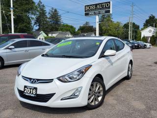 <p><span style=font-family: Segoe UI, sans-serif; font-size: 18px;>***LOW MILEAGE***EXCELLENT CONDITION CRYSTAL WHITE ON BLACK HYUNDAI FOUR DOOR SEDAN W/ SPORT TRIM PACKAGE AND GREAT MILEAGE, EQUIPPED W/ THE VERY FUEL EFFICIENT 4 CYLINDER 1.8L DOHC ECO ENGINE, LOADED W/ HEATED SEATS, POWER MOONROOF, REAR-VIEW CAMERA, ALLOY RIMS, BLUETOOTH CONNECTION, AUTOMATIC HEADLIGHTS, KEYLESS ENTRY, POWER LOCKS/WINDOWS AND MIRRORS, AIR CONDITIONING, CRUISE CONTROL, CD/AM/FM/XM/AUX RADIO, SOLD W/ SAFETY AND WARRANTIES AND MORE! This vehicle comes certified with all-in pricing excluding HST tax and licensing. Also included is a complimentary 36 days complete coverage safety and powertrain warranty, and one year limited powertrain warranty. Please visit our website at bossauto.ca today!</span></p>