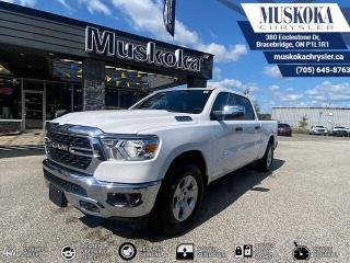 This Ram 1500 Big Horn, with a Gas/Electric V-8 5.7 L/345 engine, features a 8-Speed Automatic w/OD transmission, and generates 22 highway/17 city L/100km. Find this vehicle with only 32 kilometers!  Ram 1500 Big Horn Options: This Ram 1500 Big Horn offers a multitude of options. Technology options include: 1 LCD Monitor In The Front, AM/FM/Satellite-Prep w/Seek-Scan, Clock, Aux Audio Input Jack, Steering Wheel Controls, Voice Activation, Radio Data System and External Memory Control, GPS Antenna Input, Radio: Uconnect 3 w/5 Display, grated Voice Command w/Bluetooth.  Safety options include Tailgate/Rear Door Lock Included w/Power Door Locks, Variable Intermittent Wipers, 1 LCD Monitor In The Front, Power Door Locks w/Autolock Feature, Airbag Occupancy Sensor.  Visit Us: Find this Ram 1500 Big Horn at Muskoka Chrysler today. We are conveniently located at 380 Ecclestone Dr Bracebridge ON P1L1R1. Muskoka Chrysler has been serving our local community for over 40 years. We take pride in giving back to the community while providing the best customer service. We appreciate each and opportunity we have to serve you, not as a customer but as a friend