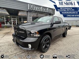 This RAM 1500 EXPRESS, with a 3.6L Pentastar V-6 engine engine, features a 8-speed automatic transmission, and generates 23 highway/16 city L/100km. Find this vehicle with only 16 kilometers!  RAM 1500 EXPRESS Options: This RAM 1500 EXPRESS offers a multitude of options. Technology options include: 1 LCD Monitor In The Front, AM/FM/Satellite-Prep w/Seek-Scan, Clock, Voice Activation, Radio Data System and External Memory Control, GPS Antenna Input, Radio: Uconnect 3 w/5 Display, grated Voice Command w/Bluetooth.  Safety options include Variable Intermittent Wipers, 1 LCD Monitor In The Front, Power Door Locks, Airbag Occupancy Sensor, Curtain 1st And 2nd Row Airbags.  Visit Us: Find this RAM 1500 EXPRESS at Muskoka Chrysler today. We are conveniently located at 380 Ecclestone Dr Bracebridge ON P1L1R1. Muskoka Chrysler has been serving our local community for over 40 years. We take pride in giving back to the community while providing the best customer service. We appreciate each and opportunity we have to serve you, not as a customer but as a friend
