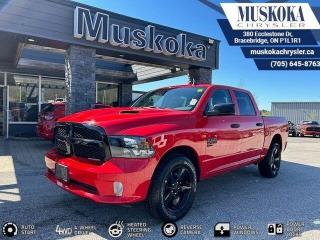 This RAM 1500 EXPRESS, with a 3.6L Pentastar V-6 engine engine, features a 8-speed automatic transmission, and generates 23 highway/16 city L/100km. Find this vehicle with only 21 kilometers!  RAM 1500 EXPRESS Options: This RAM 1500 EXPRESS offers a multitude of options. Technology options include: 1 LCD Monitor In The Front, AM/FM/Satellite-Prep w/Seek-Scan, Clock, Voice Activation, Radio Data System and External Memory Control, GPS Antenna Input, Radio: Uconnect 3 w/5 Display, grated Voice Command w/Bluetooth.  Safety options include Variable Intermittent Wipers, 1 LCD Monitor In The Front, Power Door Locks, Airbag Occupancy Sensor, Curtain 1st And 2nd Row Airbags.  Visit Us: Find this RAM 1500 EXPRESS at Muskoka Chrysler today. We are conveniently located at 380 Ecclestone Dr Bracebridge ON P1L1R1. Muskoka Chrysler has been serving our local community for over 40 years. We take pride in giving back to the community while providing the best customer service. We appreciate each and opportunity we have to serve you, not as a customer but as a friend