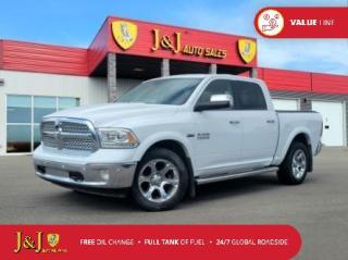 Awards:<br>  * Canadian Car of the Year AJACs Best Pick-Up Truck In Canada For 2018 Bright White Clearcoat 2018 Ram 1500 Laramie 4WD 8-Speed Automatic HEMI 5.7L V8 VVT <br><br>Welcome to our dealership, where we cater to every car shoppers needs with our diverse range of vehicles. Whether youre seeking peace of mind with our meticulously inspected and Certified Pre-Owned vehicles, looking for great value with our carefully selected Value Line options, or are a hands-on enthusiast ready to tackle a project with our As-Is mechanic specials, weve got something for everyone. At our dealership, quality, affordability, and variety come together to ensure that every customer drives away satisfied. Experience the difference and find your perfect match with us today.<br><br>Certified. J&J Certified Details: * Vigorous Inspection * Global Roadside Assistance available 24/7, 365 days a year - 3 months * Get As Low As 7.99% APR Financing OAC * CARFAX Vehicle History Report. * Complimentary 3-Month SiriusXM Select+ Trial Subscription * Full tank of fuel * One free oil change (only redeemable here)