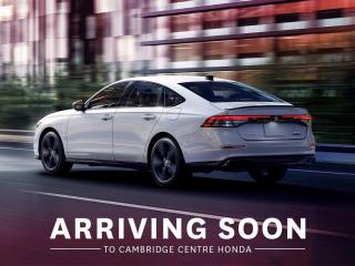 <p><strong>Introducing the 2024 Accord Sedan Hybrid Touring  Where Style Meets Performance!</strong></p>

<p><strong>Power-Packed Performance:</strong> Beneath the hood lies a robust 2.0-litre, 16-valve, Direct Injection DOHC, 4-cylinder engine that churns out an impressive 204 horsepower and 247-lb.ft. of torque. Say goodbye to dull drives, thanks to the electric-continuously variable transmission (E-CVT) with Normal, Sport, and Individual drive modes, not to mention the convenient steering wheel-mounted deceleration paddle selectors.</p>

<p><strong>Convenient Start:</strong> Start your journey effortlessly with the remote engine start and pushbutton (push button) start featuring proximity key entry. Your adventure begins at the touch of a button.</p>

<p><strong>Safety First: </strong>Your safety is our priority. The Accord Hybrid Touring comes equipped with Honda Sensing technologies (safety technology), including Adaptive Cruise Control, Forward Collision Warning, Collision Mitigation Braking, Lane Departure Warning, Lane Keeping Assist, and Road Departure Mitigation. Plus, the Blind Spot Information (BSI) System with Rear Cross Traffic Monitor has your back.</p>

<p><strong>Hill Start Assist:</strong> No more worrying about rolling backward on inclines. Our Hill Start Assist feature temporarily maintains brake pressure when you release the brake, ensuring a smooth start on slopes.</p>

<p><strong>Luxurious Interior:</strong> Step inside the Accord and experience true comfort. The heated leather-wrapped steering wheel, perforated leather-trimmed seating with ventilated front seats, and heated front and rear seats (outboard positions) make every drive a delight. Keep your focus with the Head-Up Display that projects essential information onto the windshield.</p>

<p><strong>Advanced Connectivity: </strong>Stay connected with the Honda Satellite-Linked Navigation System, SiriusXM satellite radio, Apple CarPlay(Apple Auto), and Android Auto (Android Play) on the impressive 12.3-inch display audio system. For Android lovers, enjoy native access to Google Maps, Play, and Assistant. Siri® Eyes Free compatibility caters to Apple users. Stay charged with wireless charging, and stay in touch with HandsFreeLink-Bilingual Bluetooth® wireless mobile phone interface, Bluetooth® Streaming Audio, and HondaLink.</p>

<p><strong>Premium Sound:</strong> The BOSE® Premium Sound System with 12 speakers provides an immersive audio experience for your favorite tunes.</p>

<p><strong>Open Up: </strong>Let the sunshine in with the one-touch power moonroof with a tilt feature. The 19-inch black aluminum-alloy wheels add a bold touch to the exterior.</p>

<p><strong>Effortless Parking:</strong> Parking is a breeze with the multi-angle rearview camera featuring dynamic guidelines.</p>

<p><em><strong>Premium paint charge of $300 is not included on all colours/models. </strong></em></p>

<p><span style=color:#ff0000><em><strong>Incoming factory order, available for sale.</strong></em></span></p>

<p>Experience the Difference at Cambridge Centre Honda! Why Test Drive Here? You choose: drive with a sales person or on your own, extended overnight and at home test drives available. Why Purchase Here? VIP Coupon Booklet: up to $1000 in service & other savings, FREE Ontario-Wide Delivery. Cambridge Centre Honda proudly serves customers from Cambridge, Kitchener, Waterloo, Brantford, Hamilton, Waterford, Brant, Woodstock, Paris, Branchton, Preston, Hespeler, Galt, Puslinch, Morriston, Roseville, Plattsville, New Hamburg, Baden, Tavistock, Stratford, Wellesley, St. Clements, St. Jacobs, Elmira, Breslau, Guelph, Fergus, Elora, Rockwood, Halton Hills, Georgetown, Milton and all across Ontario!</p>