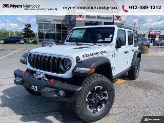 <b>Heavy Duty Suspension,  Climate Control,  Wi-Fi Hotspot,  Tow Equipment,  Fog Lamps!</b><br> <br> <br> <br>Call 613-489-1212 to speak to our friendly sales staff today, or come by the dealership!<br> <br>  This Jeep Wrangler is the culmination of tireless innovation and extensive testing to build the ultimate off-road SUV! <br> <br>No matter where your next adventure takes you, this Jeep Wrangler is ready for the challenge. With advanced traction and handling capability, sophisticated safety features and ample ground clearance, the Wrangler is designed to climb up and crawl over the toughest terrain. Inside the cabin of this Wrangler offers supportive seats and comes loaded with the technology you expect while staying loyal to the style and design youve come to know and love.<br> <br> This bright white SUV  has an automatic transmission and is powered by a  285HP 3.6L V6 Cylinder Engine.<br> <br> Our Wranglers trim level is Rubicon. Stepping up to this Wrangler Rubicon rewards you with incredible off-roading capability, thanks to heavy duty suspension, class II towing equipment that includes a hitch and trailer sway control, front active and rear anti-roll bars, upfitter switches, locking front and rear differentials, and skid plates for undercarriage protection. Interior features include an 8-speaker Alpine audio system, voice-activated dual zone climate control, front and rear cupholders, and a 12.3-inch infotainment system with smartphone integration and mobile internet hotspot access. Additional features include cruise control, a leatherette-wrapped steering wheel, proximity keyless entry, and even more. This vehicle has been upgraded with the following features: Heavy Duty Suspension,  Climate Control,  Wi-fi Hotspot,  Tow Equipment,  Fog Lamps,  Cruise Control,  Rear Camera. <br><br> View the original window sticker for this vehicle with this url <b><a href=http://www.chrysler.com/hostd/windowsticker/getWindowStickerPdf.do?vin=1C4PJXFG0RW158986 target=_blank>http://www.chrysler.com/hostd/windowsticker/getWindowStickerPdf.do?vin=1C4PJXFG0RW158986</a></b>.<br> <br>To apply right now for financing use this link : <a href=https://CreditOnline.dealertrack.ca/Web/Default.aspx?Token=3206df1a-492e-4453-9f18-918b5245c510&Lang=en target=_blank>https://CreditOnline.dealertrack.ca/Web/Default.aspx?Token=3206df1a-492e-4453-9f18-918b5245c510&Lang=en</a><br><br> <br/> Total  cash rebate of $4030 is reflected in the price. Credit includes up to 5% MSRP.  6.49% financing for 96 months. <br> Buy this vehicle now for the lowest weekly payment of <b>$243.49</b> with $0 down for 96 months @ 6.49% APR O.A.C. ( Plus applicable taxes -  $1199  fees included in price    ).  Incentives expire 2024-07-02.  See dealer for details. <br> <br>If youre looking for a Dodge, Ram, Jeep, and Chrysler dealership in Ottawa that always goes above and beyond for you, visit Myers Manotick Dodge today! Were more than just great cars. We provide the kind of world-class Dodge service experience near Kanata that will make you a Myers customer for life. And with fabulous perks like extended service hours, our 30-day tire price guarantee, the Myers No Charge Engine/Transmission for Life program, and complimentary shuttle service, its no wonder were a top choice for drivers everywhere. Get more with Myers!<br> Come by and check out our fleet of 40+ used cars and trucks and 100+ new cars and trucks for sale in Manotick.  o~o