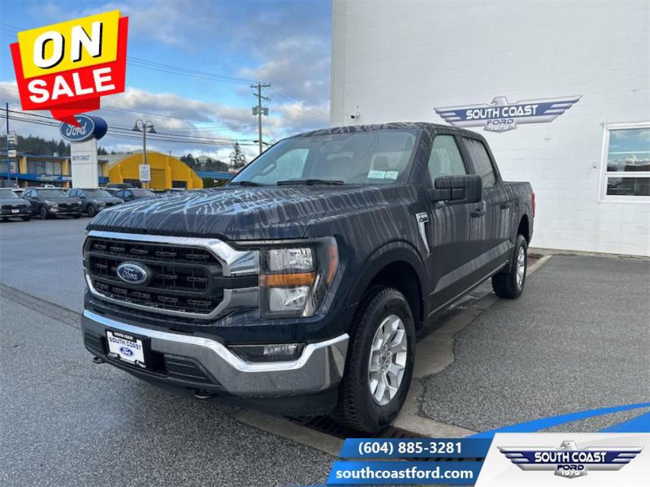 <b>18 inch Aluminum Wheels, Trailer Hitch, 8-way Power Drivers Seat!</b><br> <br>   Smart engineering, impressive tech, and rugged styling make the F-150 hard to pass up. <br> <br>The perfect truck for work or play, this versatile Ford F-150 gives you the power you need, the features you want, and the style you crave! With high-strength, military-grade aluminum construction, this F-150 cuts the weight without sacrificing toughness. The interior design is first class, with simple to read text, easy to push buttons and plenty of outward visibility. With productivity at the forefront of design, the F-150 makes use of every single component was built to get the job done right!<br> <br> This antimatter blue metallic Crew Cab 4X4 pickup   has a 10 speed automatic transmission and is powered by a  400HP 3.5L V6 Cylinder Engine.<br> <br> Our F-150s trim level is XLT. Upgrading to the class leader, this Ford F-150 XLT comes very well equipped with remote keyless entry and remote engine start, dynamic hitch assist, Ford Co-Pilot360 that features lane keep assist, pre-collision assist and automatic emergency braking. Enhanced features include aluminum wheels, chrome exterior accents, SYNC 4 with enhanced voice recognition, Apple CarPlay and Android Auto, FordPass Connect 4G LTE, steering wheel mounted cruise control, a powerful audio system, cargo box lights, power door locks and a rear view camera to help when backing out of a tight spot. This vehicle has been upgraded with the following features: 18 Inch Aluminum Wheels, Trailer Hitch, 8-way Power Drivers Seat. <br><br> View the original window sticker for this vehicle with this url <b><a href=http://www.windowsticker.forddirect.com/windowsticker.pdf?vin=1FTFW1E81PKF38430 target=_blank>http://www.windowsticker.forddirect.com/windowsticker.pdf?vin=1FTFW1E81PKF38430</a></b>.<br> <br>To apply right now for financing use this link : <a href=https://www.southcoastford.com/financing/ target=_blank>https://www.southcoastford.com/financing/</a><br><br> <br/> Weve discounted this vehicle $17188. See dealer for details. <br> <br>Call South Coast Ford Sales or come visit us in person. Were convenient to Sechelt, BC and located at 5606 Wharf Avenue. and look forward to helping you with your automotive needs. <br><br> Come by and check out our fleet of 20+ used cars and trucks and 120+ new cars and trucks for sale in Sechelt.  o~o
