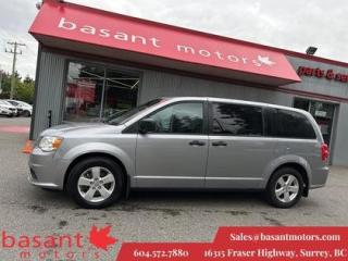 Canadas best selling minivan is known for having plenty of cargo and cabin space, it also has an enjoyable drive with better than average fuel efficiency.  The Grand Caravan is a less expensive option in the segment with low cost of ownership.  

Take advantage of our experienced on-site financing department, currently offering, for a limited time, 2.99% along with $0 down and No Payments for 3 Months! All our vehicles include the remaining balance of their original warranty and our very own 30 Day Dealers Guarantee. Complete Vehicle Inspection Services and full vehicle history by CarFax Vehicle Reports are included! All trades are welcome, whether the vehicle is paid off or not. Visit our website at basantmotors.com for more information.  At Basant Motors, we look forward to serving you with all of your automotive needs for years to come. Please stop by our dealership, located at 16315 Fraser Highway, Surrey, BC and speak with one of our representatives today! Documentation fee ($997) and Dealer Prep ($299) are not included in the vehicle price. #9419