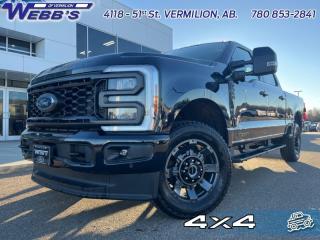<b>Leather Seats, Lariat Ultimate Package, Premium Audio, Diesel Engine, FX4 Off-Road Package!</b><br> <br> <br> <br>  If you have the need to haul or tow heavy loads, this Ford F-350 should be at the top of your consideration list. <br> <br>The most capable truck for work or play, this heavy-duty Ford F-350 never stops moving forward and gives you the power you need, the features you want, and the style you crave! With high-strength, military-grade aluminum construction, this F-350 Super Duty cuts the weight without sacrificing toughness. The interior design is first class, with simple to read text, easy to push buttons and plenty of outward visibility. This truck is strong, extremely comfortable and ready for anything. <br> <br> This antimatter blue metallic sought after diesel Crew Cab 4X4 pickup   has a 10 speed automatic transmission and is powered by a  475HP 6.7L 8 Cylinder Engine.<br> <br> Our F-350 Super Dutys trim level is Lariat. Experience rugged capability and luxury in this F-350 Lariat trim, which features leather-trimmed heated and ventilated front seats with power adjustment, memory function and lumbar support, a heated leather-wrapped steering wheel, voice-activated dual-zone automatic climate control, power-adjustable pedals, a sonorous 8-speaker Bang & Olufsen audio system, and two 120-volt AC power outlets. This truck is also ready to get busy, with equipment such as class V towing equipment with a hitch, trailer wiring harness, a brake controller and trailer sway control, beefy suspension with heavy duty shock absorbers, power extendable trailer style mirrors, and LED headlights with front fog lamps and automatic high beams. Connectivity is handled by a 12-inch infotainment screen powered by SYNC 4, bundled with Apple CarPlay, Android Auto, inbuilt navigation, and SiriusXM satellite radio. Safety features also include Ford Co-Pilot360 with a surround camera and pre-collision assist with automatic emergency braking and cross-traffic alert, blind spot detection, rear parking sensors, forward collision mitigation, and a cargo bed camera. This vehicle has been upgraded with the following features: Leather Seats, Lariat Ultimate Package, Premium Audio, Diesel Engine, Fx4 Off-road Package, Reverse Sensing System, Sport Appearance Package. <br><br> View the original window sticker for this vehicle with this url <b><a href=http://www.windowsticker.forddirect.com/windowsticker.pdf?vin=1FT8W3BT2PED57123 target=_blank>http://www.windowsticker.forddirect.com/windowsticker.pdf?vin=1FT8W3BT2PED57123</a></b>.<br> <br>To apply right now for financing use this link : <a href=https://www.webbsford.com/financing/ target=_blank>https://www.webbsford.com/financing/</a><br><br> <br/>    4.49% financing for 84 months. <br> Buy this vehicle now for the lowest bi-weekly payment of <b>$765.45</b> with $0 down for 84 months @ 4.49% APR O.A.C. ( taxes included, $149 documentation fee   / Total cost of borrowing $19857   ).  Incentives expire 2024-05-31.  See dealer for details. <br> <br>Webbs Ford is located at 4118 - 51st Street in beautiful Vermilion, AB. <br/>We offer superior sales and service for our valued customers and are committed to serving our friends and clients with the best services possible. If you are looking to set up a test drive in one of our new Fords or looking to inquire about financing options, please call (780) 853-2841 and speak to one of our professional staff members today.   o~o