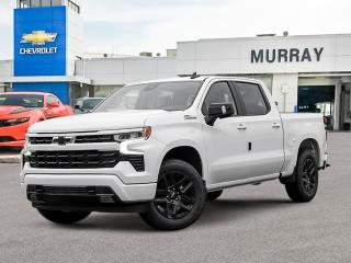 Four Wheel Drive, Heated Steering, Remote Start, Android Auto, Rearview Camera, Heated Seats, Bluetooth  Crafted with a custom look, our 2024 Chevrolet Silverado 1500 RST Crew Cab 4X4 is here to show off in Summit White! Powered by a 5.3 Litre V8 generating 355hp to an 8 Speed Automatic transmission for street-savvy performance. This Four Wheel Drive truck is also ready for adventures with an auto-locking rear differential and AutoTrac transfer case, and it sees approximately 11.8L/100km on the highway. Sophisticated Silverado styling is on display with high-intensity LED headlamps, fog lamps, alloy wheels, black recovery hooks, an EZ Lift power lock/release tailgate, a rear CornerStep bumper, cargo-bed lighting, heated power mirrors, and a trailer hitch with Hitch Guidance.  Our RST cabin can keep you comfortable and looking good with heated cloth front seats, 10-way power for the driver, a heated-wrapped steering wheel, dual-zone automatic climate control, cruise control, remote start, and keyless access/ignition. High-tech infotainment helps you connect with a 12-inch driver display, a 13.4-inch touchscreen, wireless Android Auto/Apple CarPlay, Google Built-In, voice control, WiFi compatibility, Bluetooth, and a six-speaker sound system.  Chevrolet promotes peace of mind with intelligent features like forward collision warning, automatic braking, an HD rearview camera, lane-keeping assistance, and more. Now check out our Silverado RST for yourself and take charge of your world! Save this Page and Call for Availability. We Know You Will Enjoy Your Test Drive Towards Ownership! View a CarFax Vehicle Report instantly at MurrayChevrolet.ca. : Questions? Call or text us at 204-800-4220 or call us toll-free at 1-888-381-7025. Dealer Permit #1740