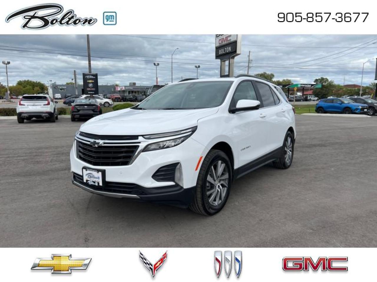 <b>*LOADED* LT TRUE NORTH EDITION<br> <br></b><br>  Our sales staff will help you find that used vehicle you have been looking for - come see us today!<br> <br>LOADED EQUINOX LT!<br><br>LT True North Edition  <br>*Includes (WPZ) Infotainment Package content, (PCP) Confidence and Convenience Package content. (C3U) power sunroof, (PEF) Floor Liner Package, LPO and (SFZ) front and rear Black bowtie emblems, LPO(Requires (WPV) Advanced Safety Package. <br><br>Infotainment Package  <br>*Includes (IOU) Chevrolet Infotainment 3 Plus system with connected Navigation and 8 diagonal HD colour touchscreen, (MCZ) 2 USB ports, located in front console bin, (MCR) 2 USB data ports, includes SD Card Reader, auxiliary input jack, located within front centre storage bin, (UVD) heated steering wheel and (KI6) 120-volt power outlet(Included and only available with (PCI) LT True North Edition<br><br>Driver Convenience Package  <br>*Includes (CJ2) dual-zone automatic climate control, (N34) leather-wrapped steering wheel and (TB5) power liftgate<br><br>Driver Confidence II Package    <br>*Includes (UFG) Rear Cross Traffic Alert and (UKC) Lane Change Alert with Side Blind Zone Alert(Included and only available with (PCP) Confidence & Convenience Package. *Includes (UD5) Front and Rear Park Assist.<br><br>Advanced Safety Package  <br>*Includes (UV2) HD Surround Vision, (KSG) Adaptive Cruise Control and (DWK) outside heated power-adjustable manual-folding mirrors with integrated turn signal indicators<br><br>+PANORAMIC SUNROOF<br>+UPGRADED 18 RIM<br><br>-----------------<br>The Equinox is one of the best all around vehicles in its class. Youll be swooped away with its comfortable ride, roomy cabin and the technology to help you keep in touch. This  2022 Chevrolet Equinox is for sale today in Bolton. <br> <br>When Chevrolet designed the Equinox, they got every detail just right. Its the perfect size - roomy without being too big. This compact SUV pairs eye-catching style with a spacious and versatile cabin thats been thoughtfully designed to put you at the centre of attention. This mid size crossover also comes packed with desirable technology and safety features. This Equinox is more than just a pretty face. Inside, the cabin offers smart features designed to put you at the center of everything. For a mid sized SUV, its hard to beat this Chevrolet Equinox. This  SUV has 32,986 kms. Its  white in colour  . It has an automatic transmission and is powered by a  170HP 1.5L 4 Cylinder Engine. <br> <br> Our Equinoxs trim level is LT. Upgrading to this Equinox LT is an excellent decision as it features stylish aluminum wheels, LED headlights with IntelliBeam, an 8-way power driver seat, a touchscreen display with wireless Apple CarPlay and Android Auto, active aero shutters for better fuel economy and a remote engine start. You will also get a rear view camera, 4G WiFi capability, steering wheel with audio and cruise controls, lane keep assist and lane departure warning, forward collision alert, forward automatic emergency braking, pedestrian detection and power heated outside mirrors. Additional features include Teen Driver technology, Bluetooth streaming audio, StabiliTrak electronic stability control and a split folding rear seat to make loading and unloading large objects a breeze! This vehicle has been upgraded with the following features: Led Lights,  Aluminum Wheels,  Apple Carplay,  Android Auto,  Remote Start,  Power Seat,  Rear View Camera. <br> <br>To apply right now for financing use this link : <a href=http://www.boltongm.ca/?https://CreditOnline.dealertrack.ca/Web/Default.aspx?Token=44d8010f-7908-4762-ad47-0d0b7de44fa8&Lang=en target=_blank>http://www.boltongm.ca/?https://CreditOnline.dealertrack.ca/Web/Default.aspx?Token=44d8010f-7908-4762-ad47-0d0b7de44fa8&Lang=en</a><br><br> <br/><br> Buy this vehicle now for the lowest bi-weekly payment of <b>$259.62</b> with $0 down for 84 months @ 8.99% APR O.A.C. ( taxes included, Plus applicable fees   ).  See dealer for details. <br> <br>Call 1-877-626-5866 NOW before this vehicle is sold!!! 
*No Hassles, No Haggles, No Admin Fees,* *JUST OUR BEST PRICE, FIRST*!!!
*** GOOD CREDIT, BAD CREDIT, NO CREDIT, LET OUR FINANCE MANAGERS SHOW YOU THE DIFFERENCE THAT BUYING FROM BOLTON GM WILL MAKE, WE SPECIALIZE IN REBUILDING YOUR CREDIT!!!!*** 
Bolton GM is Only 15 minutes from Hwy 9, 400, 427 and 410
See our complete inventory at www.boltongm.ca
 o~o