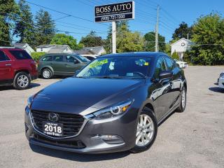 <p><span style=font-family: Segoe UI, sans-serif; font-size: 18px;>***LOW MILEAGE***VERY SHARP LOOKING AND SUPER CLEAN GRAY ON BLACK MAZDA3  HATCHBACK W/ TECHNOLOGY PACKAGE, SITTING ON FOUR BRAND NEW ALL-SEASON TIRES AND BRAND NEW BRAKES ALL AROUND, EQUIPPED W/ THE VERY FUEL EFFICIENT 4 CYLINDER 2.0L DOHC SKYACTIV ENGINE, LOADED W/ REAR-VIEW CAMERA, HEATED/POWER SEATS, HEATED STEERING WHEEL, POWER MOONROOF, HEADS UP DISPLAY, BLUETOOTH CONNECTION, BLIND SPORT MONITORING SYSTEM,  PREMIUM SOUND SYSTEM, ALLOY RIMS, KEYLESS/PROXIMITY ENTRY, PUSH BUTTON START, FOG LIGHTS, AIR CONDITIONING, RADAR CRUISE CONTROL, COLLISION WARNING SYSTEM, POWER LOCKS, WINDOWS AND MIRRORS, WARRANTY AND MORE!*** FREE RUST-PROOF PACKAGE FOR A LIMITED TIME ONLY *** This vehicle comes certified with all-in pricing excluding HST tax and licensing. Also included is a complimentary 36 days complete coverage safety and powertrain warranty, and one year limited powertrain warranty. Please visit our website at bossauto.ca today!</span></p>