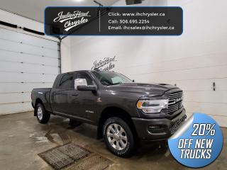 <b>Heavy Duty Suspension,  Heated Steering Wheel,  Tow Package,  Navigation,  Apple CarPlay!</b><br> <br> <br> <br>  This Ram 3500 HD is class-leader in the heavy-duty truck segment thanks to its refined interior, forgiving ride, and tremendous towing and hauling capabilities. <br> <br>Endlessly capable, this 2024 Ram 3500HD pulls out all the stops, and has the towing capacity that sets it apart from the competition. On top of its proven Ram toughness, this Ram 3500HD has an ultra-quiet cabin full of amazing tech features that help make your workday more enjoyable. Whether youre in the commercial sector or looking for serious recreational towing rig, this impressive 3500HD is ready for anything that you are.<br> <br> This dark grey sought after diesel Mega Cab 4X4 pickup   has a 6 speed automatic transmission and is powered by a Cummins 370HP 6.7L Straight 6 Cylinder Engine.<br> <br> Our 3500s trim level is Laramie. This incredible Ram 3500 Laramie comes well equipped with class V towing equipment including a hitch, brake controller and trailer sway control, heavy duty suspension, heated and power adjustable side mirrors, front and reverse utility lights, cargo box lighting, and a rear step bumper. On the inside, occupants are treated to heated and power-adjustable front seats with lumbar support, leather upholstery, dual-zone front automatic air conditioning, a leather-wrapped steering wheel, and illuminated front cupholders. Stay connected on the road via an 8.4-inch display powered by Uconnect 5 with GPS navigation, HD radio, Apple CarPlay and Android Auto, Alexa Built-In, SiriusXM streaming radio, trailer tow pages, off-road info pages, and mobile hotspot internet access. Additional features include a 10-speaker Alpine audio system, 115-volt rear auxiliary power outlet, remote engine start, and even more! This vehicle has been upgraded with the following features: Heavy Duty Suspension,  Heated Steering Wheel,  Tow Package,  Navigation,  Apple Carplay,  Android Auto,  Heated Seats. <br><br> View the original window sticker for this vehicle with this url <b><a href=http://www.chrysler.com/hostd/windowsticker/getWindowStickerPdf.do?vin=3C63R3ML4RG149469 target=_blank>http://www.chrysler.com/hostd/windowsticker/getWindowStickerPdf.do?vin=3C63R3ML4RG149469</a></b>.<br> <br>To apply right now for financing use this link : <a href=https://www.indianheadchrysler.com/finance/ target=_blank>https://www.indianheadchrysler.com/finance/</a><br><br> <br/> Weve discounted this vehicle $12439. See dealer for details. <br> <br>At Indian Head Chrysler Dodge Jeep Ram Ltd., we treat our customers like family. That is why we have some of the highest reviews in Saskatchewan for a car dealership!  Every used vehicle we sell comes with a limited lifetime warranty on covered components, as long as you keep up to date on all of your recommended maintenance. We even offer exclusive financing rates right at our dealership so you dont have to deal with the banks.
You can find us at 501 Johnston Ave in Indian Head, Saskatchewan-- visible from the TransCanada Highway and only 35 minutes east of Regina. Distance doesnt have to be an issue, ask us about our delivery options!

Call: 306.695.2254<br> Come by and check out our fleet of 40+ used cars and trucks and 80+ new cars and trucks for sale in Indian Head.  o~o