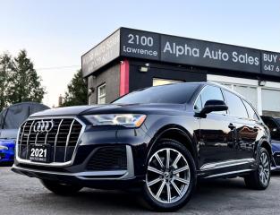 <p>Audi Q7 S-Line Progressiv 55 TFSI Quattro - Black on Black - Carfax Verified - No Accidents - One Owner - Local Ontario Vehicle - ONLY 75k KM - Under Complete Factory Warranty - Loaded w/ Leather Heated/Ventilated Seats, Panoramic Sunroof, Navigation, 3D Surround View Camera, Parking Sensors, Distance Warning, Audi Pre Sense, Side Assist, Exit Warning, Keyless Entry, Audi Virtual Cockpit, Aux, Usb, Xm, Bluetooth Phone & Audio, Apple Carplay, Android Auto, Paddle Shifters, 4-Zone Climate Control, Heated Rear Seats, Power Folding Mirrors, Power Folding Third Row, Power Tailgate, LED Headlights, 20 Inch S-Line Alloy Wheels & More! In Excellent Shape, Well Maintained! FINANCING AVAILABLE - OAC!</p>
<p>Included in the price:</p>
<p>1.Ontario Safety Standard Certificate.<br />2.Administration Fee.<br />3.CARFAX Vehicle History Report.<br />4.OMVIC Fee.</p>
<p>Taxes and licensing are not included in the price.</p>
<p>Lease & Financing Options Available! All Trades Welcome!</p>
<p>Alpha Auto Sales <br />2100 Lawrence Ave. E <br />Scarborough, ON M1R 2Z7 <br />Office: 1 (800) 632 4194 <br />Direct: 6 4 7 6 3 2 6 0 1 1 <br />Email: sales@alphaautosales.ca <br />Web: alphaautosales.ca</p>
<p> </p>