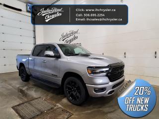 <b>Navigation,  Heated Seats,  4G Wi-Fi,  Heated Steering Wheel,  Forward Collision Alert!</b><br> <br> <br> <br>  Beauty meets brawn with this rugged Ram 1500. <br> <br>The Ram 1500s unmatched luxury transcends traditional pickups without compromising its capability. Loaded with best-in-class features, its easy to see why the Ram 1500 is so popular. With the most towing and hauling capability in a Ram 1500, as well as improved efficiency and exceptional capability, this truck has the grit to take on any task.<br> <br> This silver Crew Cab 4X4 pickup   has a 8 speed automatic transmission and is powered by a  395HP 5.7L 8 Cylinder Engine.<br> <br> Our 1500s trim level is Sport. This RAM 1500 Sport throws in some great comforts such as power-adjustable heated front seats with lumbar support, dual-zone climate control, power-adjustable pedals, deluxe sound insulation, and a heated leather-wrapped steering wheel. Connectivity is handled by an upgraded 12-inch display powered by Uconnect 5W with inbuilt navigation, mobile internet hotspot access, smart device integration, and a 10-speaker audio setup. Additional features include power folding exterior mirrors, a power rear window with defrosting, class II towing equipment including a hitch, wiring harness and trailer sway control, heavy-duty suspension, cargo box lighting, and a locking tailgate. This vehicle has been upgraded with the following features: Navigation,  Heated Seats,  4g Wi-fi,  Heated Steering Wheel,  Forward Collision Alert,  Climate Control,  Aluminum Wheels. <br><br> View the original window sticker for this vehicle with this url <b><a href=http://www.chrysler.com/hostd/windowsticker/getWindowStickerPdf.do?vin=1C6SRFVT0RN145731 target=_blank>http://www.chrysler.com/hostd/windowsticker/getWindowStickerPdf.do?vin=1C6SRFVT0RN145731</a></b>.<br> <br>To apply right now for financing use this link : <a href=https://www.indianheadchrysler.com/finance/ target=_blank>https://www.indianheadchrysler.com/finance/</a><br><br> <br/> Weve discounted this vehicle $10650. See dealer for details. <br> <br>At Indian Head Chrysler Dodge Jeep Ram Ltd., we treat our customers like family. That is why we have some of the highest reviews in Saskatchewan for a car dealership!  Every used vehicle we sell comes with a limited lifetime warranty on covered components, as long as you keep up to date on all of your recommended maintenance. We even offer exclusive financing rates right at our dealership so you dont have to deal with the banks.
You can find us at 501 Johnston Ave in Indian Head, Saskatchewan-- visible from the TransCanada Highway and only 35 minutes east of Regina. Distance doesnt have to be an issue, ask us about our delivery options!

Call: 306.695.2254<br> Come by and check out our fleet of 30+ used cars and trucks and 80+ new cars and trucks for sale in Indian Head.  o~o