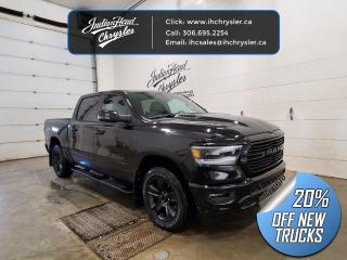 <b>Navigation,  Heated Seats,  4G Wi-Fi,  Heated Steering Wheel,  Forward Collision Alert!</b><br> <br> <br> <br>  Make light work of tough jobs in this 2024 Ram 1500, with exceptional towing, torque and payload capability. <br> <br>The Ram 1500s unmatched luxury transcends traditional pickups without compromising its capability. Loaded with best-in-class features, its easy to see why the Ram 1500 is so popular. With the most towing and hauling capability in a Ram 1500, as well as improved efficiency and exceptional capability, this truck has the grit to take on any task.<br> <br> This black Crew Cab 4X4 pickup   has a 8 speed automatic transmission and is powered by a  395HP 5.7L 8 Cylinder Engine.<br> <br> Our 1500s trim level is Sport. This RAM 1500 Sport throws in some great comforts such as power-adjustable heated front seats with lumbar support, dual-zone climate control, power-adjustable pedals, deluxe sound insulation, and a heated leather-wrapped steering wheel. Connectivity is handled by an upgraded 12-inch display powered by Uconnect 5W with inbuilt navigation, mobile internet hotspot access, smart device integration, and a 10-speaker audio setup. Additional features include power folding exterior mirrors, a power rear window with defrosting, class II towing equipment including a hitch, wiring harness and trailer sway control, heavy-duty suspension, cargo box lighting, and a locking tailgate. This vehicle has been upgraded with the following features: Navigation,  Heated Seats,  4g Wi-fi,  Heated Steering Wheel,  Forward Collision Alert,  Climate Control,  Aluminum Wheels. <br><br> View the original window sticker for this vehicle with this url <b><a href=http://www.chrysler.com/hostd/windowsticker/getWindowStickerPdf.do?vin=1C6SRFVT6RN145734 target=_blank>http://www.chrysler.com/hostd/windowsticker/getWindowStickerPdf.do?vin=1C6SRFVT6RN145734</a></b>.<br> <br>To apply right now for financing use this link : <a href=https://www.indianheadchrysler.com/finance/ target=_blank>https://www.indianheadchrysler.com/finance/</a><br><br> <br/> Weve discounted this vehicle $11556. See dealer for details. <br> <br>At Indian Head Chrysler Dodge Jeep Ram Ltd., we treat our customers like family. That is why we have some of the highest reviews in Saskatchewan for a car dealership!  Every used vehicle we sell comes with a limited lifetime warranty on covered components, as long as you keep up to date on all of your recommended maintenance. We even offer exclusive financing rates right at our dealership so you dont have to deal with the banks.
You can find us at 501 Johnston Ave in Indian Head, Saskatchewan-- visible from the TransCanada Highway and only 35 minutes east of Regina. Distance doesnt have to be an issue, ask us about our delivery options!

Call: 306.695.2254<br> Come by and check out our fleet of 30+ used cars and trucks and 80+ new cars and trucks for sale in Indian Head.  o~o