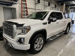 TOP OF THE LINE DENALI CREW CAB W/ DRIVER ALERT PKG INCL. LEATHER, SUNROOF, HEATED & COOLED FRONT SEATS W/ HEATED REAR SEATS, NAVIGATION, MULTIPRO TAILGATE, WIRELESS CHARGING, REMOTE START, 20-IN ALLOYS AND BOSE AUDIO!! Lane change alert, rear cross traffic alert, safety alert seat, heated steering, backup camera w/ front & rear park sensors, Apple CarPlay, Android Auto, tow package w/ integrated trailer brake controller, running boards, 5-foot 9-inch box w/ spray-in bedliner, dual-zone climate control, full power group incl. power seats w/ driver memory garage door opener, auto headlights and Sirius XM!