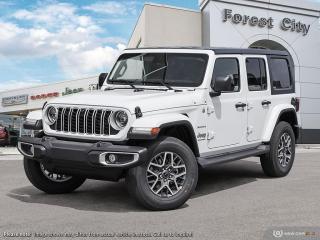<b>Heated Seats,  Heated Steering Wheel,  Remote Start,  Navigation,  Heavy Duty Suspension!</b><br> <br>   A product of tireless innovation and timeless style, this 2024 Wrangler exhilarates with toughness, reliability, and proven capability. <br> <br>No matter where your next adventure takes you, this Jeep Wrangler is ready for the challenge. With advanced traction and handling capability, sophisticated safety features and ample ground clearance, the Wrangler is designed to climb up and crawl over the toughest terrain. Inside the cabin of this Wrangler offers supportive seats and comes loaded with the technology you expect while staying loyal to the style and design youve come to know and love.<br> <br> This bright white SUV  has an automatic transmission and is powered by a  270HP 2.0L 4 Cylinder Engine.<br> <br> Our Wranglers trim level is Sahara. This Wrangler Sahara features incredible off-roading capability, thanks to heavy duty suspension, towing equipment that includes trailer sway control, and skid plates for undercarriage protection. Interior features include heated front seats with lumbar support, a heated steering wheel, an 8-speaker Alpine audio system, voice-activated dual zone climate control, front and rear cupholders, and a 12.3-inch infotainment system with navigation, smartphone integration and mobile internet hotspot access. Additional features include a convertible top with fixed rollover protection, cruise control, proximity keyless entry with remote start, and even more. This vehicle has been upgraded with the following features: Heated Seats,  Heated Steering Wheel,  Remote Start,  Navigation,  Heavy Duty Suspension,  Climate Control,  Wi-fi Hotspot. <br><br> View the original window sticker for this vehicle with this url <b><a href=http://www.chrysler.com/hostd/windowsticker/getWindowStickerPdf.do?vin=1C4PJXEN2RW165681 target=_blank>http://www.chrysler.com/hostd/windowsticker/getWindowStickerPdf.do?vin=1C4PJXEN2RW165681</a></b>.<br> <br>To apply right now for financing use this link : <a href=https://www.forestcitydodge.ca/finance-center/ target=_blank>https://www.forestcitydodge.ca/finance-center/</a><br><br> <br/> 6.99% financing for 96 months.  Incentives expire 2023-10-02.  See dealer for details. <br> <br><br> Forest City Dodge proudly serves clients in London ON, St. Thomas ON, Woodstock ON, Tilsonburg ON, Strathroy ON, and the surrounding areas. Formerly known as Southwest Chrysler, Forest City Dodge has become a local automotive leader that takes pride in providing a transparent car buying experience and exceptional customer service throughout the dealership. </br>

<br> If you are looking to finance a vehicle, our finance department are seasoned professionals in ensuring that you get financing options that fits your budget and lifestyle. Regardless of your credit situation, our finance team will work hard to get you approved for a vehicle youre comfortable with in no time. We also offer a dedicated service department thats always ready to attend your needs. Our factory trained technicians will help keep your vehicle in the best shape possible so that your vehicle gets the most out of its lifespan. </br>

<br> We have a strong and committed team with many years of experience satisfying our customers needs. Feel free to browse our inventory online, request more information about our vehicles, or inquire about financing. Visit us today at or contact us now with any questions or concerns! </br>
<br> Come by and check out our fleet of 80+ used cars and trucks and 200+ new cars and trucks for sale in London.  o~o