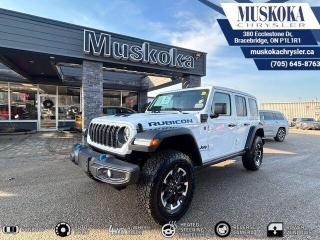 This Jeep Wrangler 4xe Rubicon, with a Intercooled Turbo Gas/Electric I-4 2.0 L/122 engine, features a 8-Speed Automatic w/OD transmission, and generates 0 highway/0 city L/100km. Find this vehicle with only 2 kilometers!  Jeep Wrangler 4xe Rubicon Options: This Jeep Wrangler 4xe Rubicon offers a multitude of options. Technology options include: 12.3 Touchscreen Display, 2 LCD Monitors In The Front, AM/FM/Satellite w/Seek-Scan, Clock, Speed Compensated Volume Control, Aux Audio Input Jack, Steering Wheel Controls, Voice Activation, Radio Data System and Uconnect External Memory Control, Disassociated Touchscreen Display, Radio: Uconnect 5 w/12.3 Display.  Safety options include Tailgate/Rear Door Lock Included w/Power Door Locks, Variable Intermittent Wipers, 2 LCD Monitors In The Front, Power Door Locks w/Autolock Feature, Airbag Occupancy Sensor.  Visit Us: Find this Jeep Wrangler 4xe Rubicon at Muskoka Chrysler today. We are conveniently located at 380 Ecclestone Dr Bracebridge ON P1L1R1. Muskoka Chrysler has been serving our local community for over 40 years. We take pride in giving back to the community while providing the best customer service. We appreciate each and opportunity we have to serve you, not as a customer but as a friend