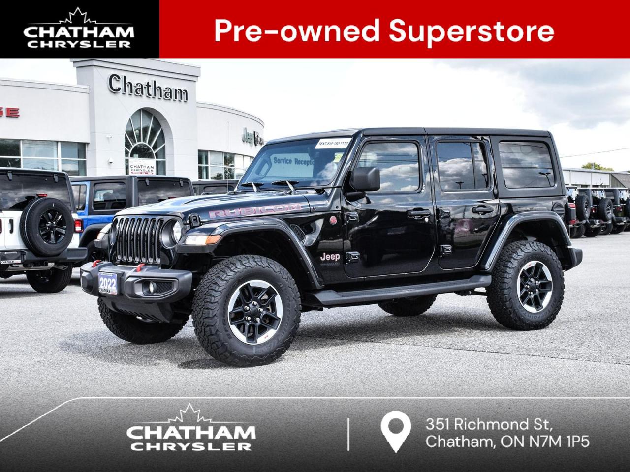 Used 2022 Jeep Wrangler Unlimited Rubicon UNLIMITED RUBICON NAV LEATHER BLIND SPOT MONITORS for sale in Chatham, ON