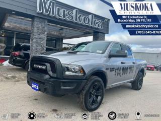 This RAM 1500 WARLOCK, with a 5.7L HEMI V-8 engine engine, features a 8-speed automatic transmission, and generates 20 highway/15 city L/100km. Find this vehicle with only 50 kilometers!  RAM 1500 WARLOCK Options: This RAM 1500 WARLOCK offers a multitude of options. Technology options include: 1 LCD Monitor In The Front, AM/FM/Satellite w/Seek-Scan, Clock, Voice Activation, Radio Data System and External Memory Control, GPS Antenna Input, Radio: Uconnect 3 w/5 Display, grated Voice Command w/Bluetooth.  Safety options include Tailgate/Rear Door Lock Included w/Power Door Locks, Variable Intermittent Wipers, 1 LCD Monitor In The Front, Power Door Locks w/Autolock Feature, Airbag Occupancy Sensor.  Visit Us: Find this RAM 1500 WARLOCK at Muskoka Chrysler today. We are conveniently located at 380 Ecclestone Dr Bracebridge ON P1L1R1. Muskoka Chrysler has been serving our local community for over 40 years. We take pride in giving back to the community while providing the best customer service. We appreciate each and opportunity we have to serve you, not as a customer but as a friend