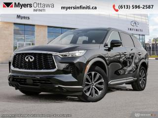 <b>Sunroof,  Leather Seats,  Power Liftgate,  Wireless Charging Pad,  Wi-Fi Hotspot!</b><br> <br> <br> <br>  With roomy seating and comfortable ride, this Infiniti QX60 is a good choice for a family-oriented, seven-passenger luxury crossover. <br> <br>This Infiniti QX60 is transforming the seven-passenger crossover segment with a harmonious connection between expressive design, attention to detail, and intuitive technology. Dont let its beauty fool you though. This QX60 can handle the toughest roads.  Experience luxury made sensory and desire with unprecedented potential.<br> <br> This mineral black SUV  has an automatic transmission and is powered by a  295HP 3.5L V6 Cylinder Engine.<br> <br> Our QX60s trim level is PURE. This luxurious SUV is decked with great standard features such as a dual-panel glass sunroof with a power sunshade, a power liftgate for rear cargo access, leather-trimmed heated front seats with lumbar support, a heated leather-wrapped steering wheel, and dual-zone front climate control. Infotainment duties are handled by a 12.3-inch display with Apple CarPlay, Android Auto and SiriusXM, which is paired with a 9-speaker audio setup. Additional features include lane departure warning, front and rear collision mitigation, blind spot warning, and mobile device wireless charging. This vehicle has been upgraded with the following features: Sunroof,  Leather Seats,  Power Liftgate,  Wireless Charging Pad,  Wi-fi Hotspot,  Heated Steering Wheel,  Blind Spot Detection. <br><br> <br>To apply right now for financing use this link : <a href=https://www.myersinfiniti.ca/finance/ target=_blank>https://www.myersinfiniti.ca/finance/</a><br><br> <br/>    6.99% financing for 84 months. <br> Buy this vehicle now for the lowest bi-weekly payment of <b>$511.21</b> with $0 down for 84 months @ 6.99% APR O.A.C. ( taxes included, $821  and licensing fees    ).  Incentives expire 2024-05-31.  See dealer for details. <br> <br><br> Come by and check out our fleet of 40+ used cars and trucks and 90+ new cars and trucks for sale in Ottawa.  o~o