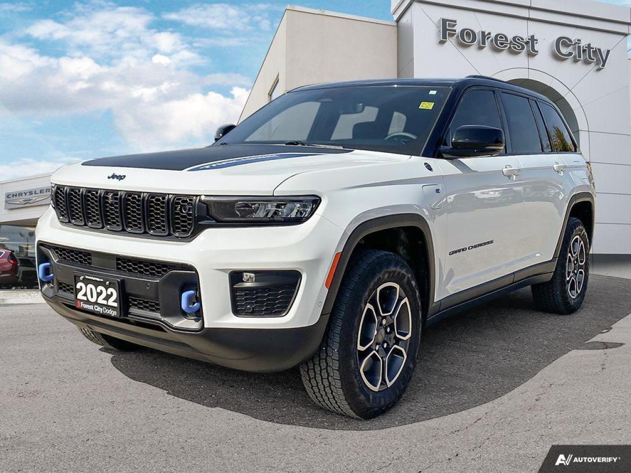 <p><strong><span style=color:#ff0000>This well cared for, low mileage, one owner 2022 Jeep Grand Cherokee 4xe Trailhawk 4dr 4x4 was purchased brand new from our dealership and has remained a London local since new! This vehicle has accumulated only 10,810km on the odometer, it has never been in an accident, and it was regularly serviced here at Forest City Dodge. Under the hood, youll find a cutting-edge plug-in hybrid powertrain. The 4xe designation signifies its hybrid nature, with a 2.0-liter turbocharged four-cylinder engine paired with electric motors. The Uconnect infotainment system is user-friendly and includes a large 8.4-inch touchscreen display, a rear seat entertainment system, smartphone integration, and available navigation. Safety features are abundant, with options like adaptive cruise control, lane departure warning, and a suite of advanced driver-assistance systems to keep you safe on and off the road. In summary, the 2022 Trailhawk offers a harmonious blend of off-road capability, hybrid efficiency, and modern comforts.</span></strong></p>