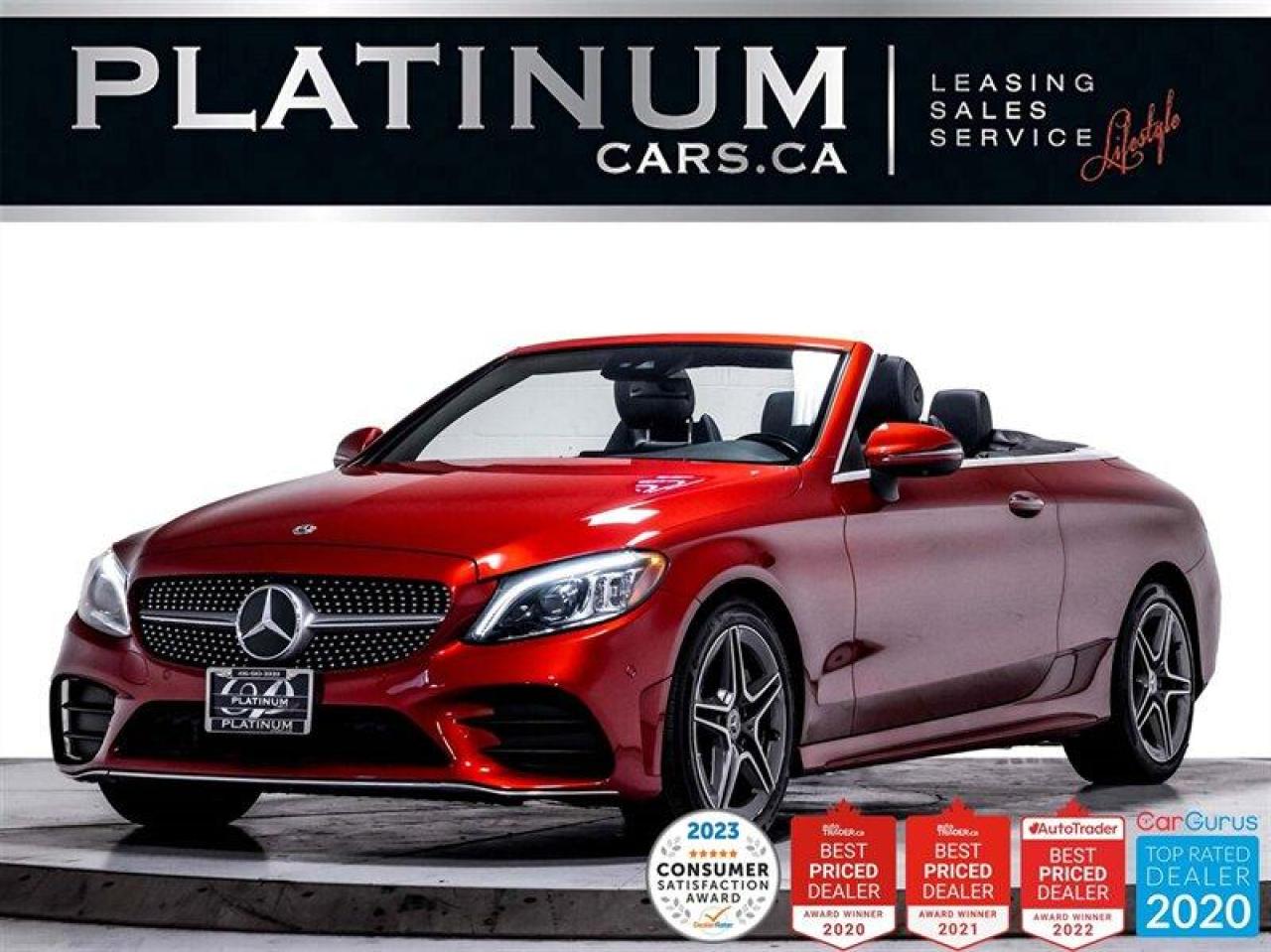 2020 MERCEDES BENZ C300 4MATIC CONVERTIBLE | AWD | BACKUP CAMERA | AMG SPORT PACKAGE | PREMIUM PACKAGE | HEATED STEERING WHEEL | NAVIGATION | BLIND SPOT ASSISTANT | RAIN SENSOR | CRUISE CONTROL | AMBIENT LIGHTING | 19 AMG SPOKE WHEELS | AMG STYLING PACKAGE | HEATED FRONT SEATS | DIRECT START / ECO START/STOP FUNCTION | MIRRORS PACKAGE | LOCAL ONTARIO VEHICLE 

 

 



 The 2020 Mercedes C300 4Matic Convertible offers efficiency and power from a turbocharged 241 Horsepower 2.0L engine and 9-Speed Paddle Shift Auto Transmission. With the confidence of 4MATIC All-Wheel-Drive in this pristine C300 you will feel safe in all weather situations. Coming in Maroon Exterior with the Black Soft Top and with a luxurious feeling Black interior the car also looks beautiful. Enjoy on-road guidance from a Navigation System and have other features like HD Radio, Heated Power-Operated Seats, Blind spot Detection and many more. The AMG Package adds AMG inspired front and rear bumper as well as sports seats and steering wheel.  

 

 



  Convenient features like rain-sensing wipers, Heated Power Mirrors, Bluetooth/USB Connectivity, LED Lighting, available Satellite Radio, are included as well. We know safety is your number one concern so this C300 is equipped with 12-way protection from 8 airbags, Stability and Traction Control, TPMS.  



 



WE WELCOME YOUR TRADE at the highest value. SAME DAY, EASY APPROVALS. FINANCING and LEASING options on most vehicles, as well as extended warranties, and aftermarket services. We are connected to all banks and leasing companies - all at the lowest rates and payments. No-HASSLE, No-HAGGLE, just the BEST PRICE UP-FRONT. 



 



Since 2004, Platinum Cars took the concept of Platinum Lifestyle to a whole new level by offering many of the worlds most pristine vehicles, such as Aston Martin, BMW, Bentley, Ferrari, Hummer, Land Rover, Lamborghini, Maserati, Mercedes-Benz, Porsche, Rolls-Royce and much more. Check out our website for our full inventory listing at http://www.platinumcars.ca, or simply stop by and visit our 65,000 sq.ft indoor showroom. Running strong as an independent dealership, we serve guests all across Canada. By understanding the lifestyle of each guest, we provide an immaculate collection of the best luxury and exotic vehicles on the market. We gladly provide the full history report on every vehicle. 



 



As per OMVIC regulations: Vehicle is not drivable, not certified and not e-tested. Certification is available for $899. Each Platinum client is a satisfied guest, GUARANTEED! 



 



Serving ALL OF CANADA AND U.S.A, we will help with the transportation and paperwork. For all Canadian buyers, you will only pay your provincial tax. For all American clients, you will take advantage of the low exchange rate. Give us an opportunity, and youll see why Platinum Cars is THE LARGEST and FASTEST growing Luxury Car Dealership in Canada!
