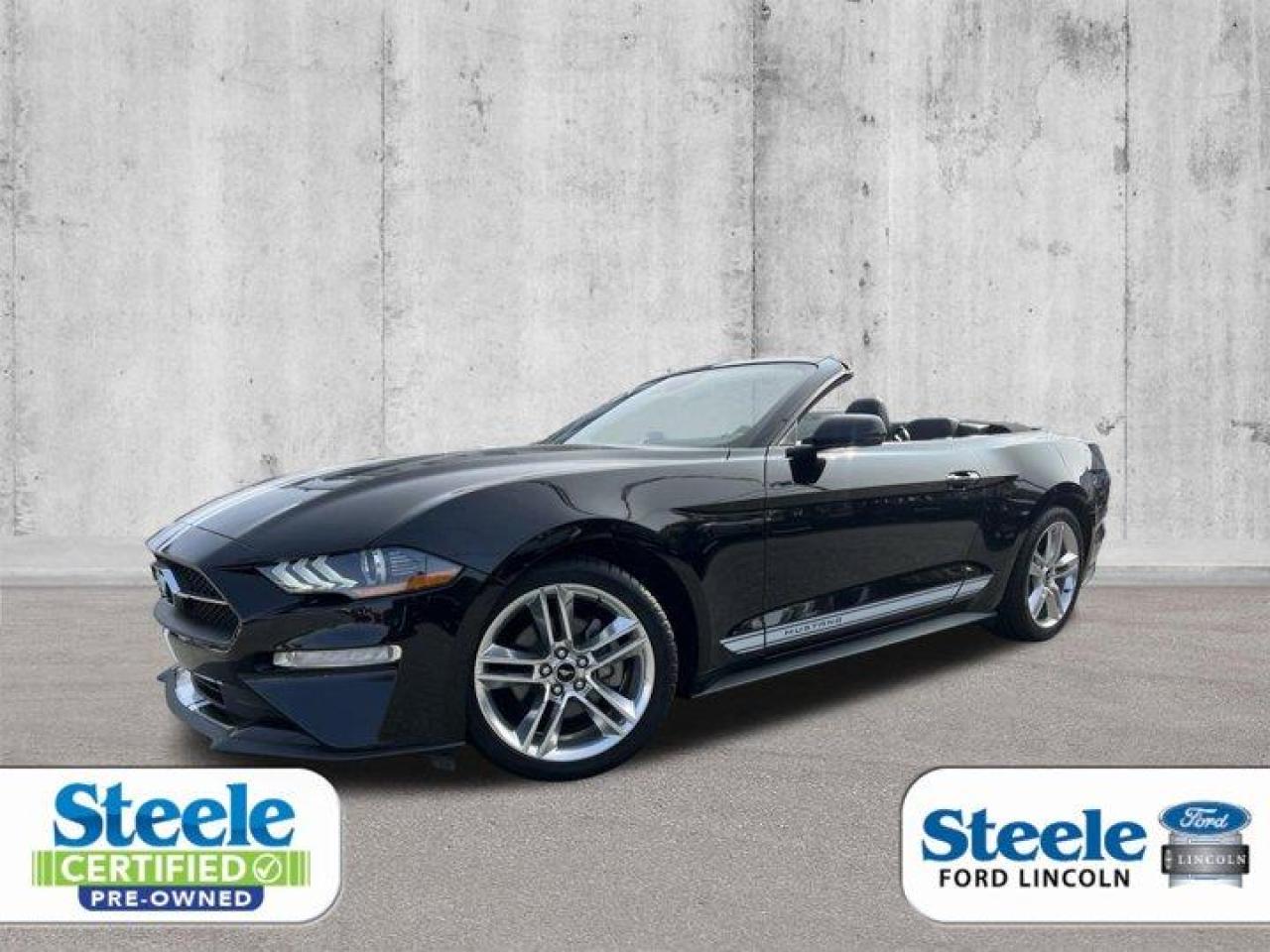 Black2021 Ford Mustang EcoBoostRWD 10-Speed Automatic EcoBoost 2.3L I4 GTDi DOHC Turbocharged VCTVALUE MARKET PRICING!!, Dual front impact airbags, Dual front side impact airbags, Four wheel independent suspension, Knee airbag, Occupant sensing airbag, Power door mirrors, Power steering, Rain sensing wipers, Remote keyless entry, SYNC Communications & Entertainment System.Certified.Certification Program Details: 85 Point inspection Fluid Top Ups Brake Inspection Tire Inspection Oil Change Recall Check Copy Of Carfax ReportALL CREDIT APPLICATIONS ACCEPTED! ESTABLISH OR REBUILD YOUR CREDIT HERE. APPLY AT https://steeleadvantagefinancing.com/6198 We know that you have high expectations in your car search in Halifax. So if youre in the market for a pre-owned vehicle that undergoes our exclusive inspection protocol, stop by Steele Ford Lincoln. Were confident we have the right vehicle for you. Here at Steele Ford Lincoln, we enjoy the challenge of meeting and exceeding customer expectations in all things automotive.