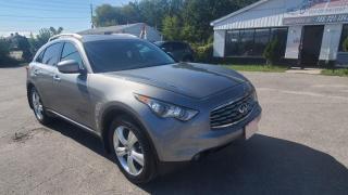 Smart Wheels - Your Trusted Used Car Dealership - Quality Cars, Exceptional Service!<br><br>2011 INFINITI FX35  BASE<br>Body Type: SUV<br>Engine:3.5L V6 303HP 262FT. LBS.<br>Transmission: 7-SPEED AUTOMATIC<br>Doors:  4<br>Drive Type: AWD<br>Breaks: HYDRAULIC<br><br>Features: push-button start, back-up camera, hands-free phone, cruise control, power moonroof/sunroof, tilt/telescopic steering wheel, steering wheel mounted controls, power seats, power windows, power/heated mirrors, power door locks, auto-dimming rearview mirror, air conditioning, AM/FM radio, MP3 playback in-dash CD, USB auxiliary audio input, Bose premium brand, 2 subwoofer, 9 total speakers, Bluetooth wireless data link, HID/Xenon headlights, fog lights, LED taillights, alarm anti-theft system, aluminum alloy wheels.<br><br>Restraints: driver and passenger front and side impact airbags with occupant sensing deactivation, and front and rear side curtain airbags with rollover sensor.<br><br>Installed Equipment: 12V cargo area power outlet(s), 2 one-touch windows, 2GB hard drive, 4-wheel ABS, 5 wheel spokes, 8 passenger seat power adjustments, air filtration, ambient lighting, automatic climate control, auxiliary audio/video input video system, braking assist, cargo area light, cargo tie-down anchors and hooks storage, child safety door locks, compass, dual front air conditioning zones, dual illuminating vanity mirrors, dual-level center console, dual-tip exhaust, external temperature display, first aid kit, flat rear seat folding, front cupholders, front overhead console, front reading lights, Homelink - garage door opener universal remote transmitter, intermittent rear wiper, LATCH system child seat anchors, leather shift knob trim, leather steering wheel trim, leather-trimmed upholstery, proximity entry system multi-function remote, puddle lamps exterior entry lights, radio data system, rear folding armrests, rear window defogger, reclining rear seat manual adjustments, remotely operated power windows, roofline rear spoiler, second-row rear vents, SiriusXM satellite radio, speed-sensitive front wipers, speed-sensitive volume control, tachometer gauge, tire pressure monitoring system, tool kit, traction control, trip odometer, variable/speed-proportional power steering.<br><br>Purchase price: $11,999 plus HST and LICENSING<br><br>Certification is available for only $799 which includes 3 month or 3ooo km Lubrico warranty with $1000 per claim.<br> If not certified, by OMVIC regulations this vehicle is being sold AS-lS and is not represented as being in road worthy condition, mechanically sound or maintained at any guaranteed level of quality. The vehicle may not be fit for use as a means of transportation and may require substantial repairs at the purchaser   s expense. It may not be possible to register the vehicle to be driven in its current condition.<br><br>CARFAX PROVIDED FOR EVERY VEHICLE<br><br>WARRANTY: Extended warranty with different terms and coverages is available, please ask our representative for more details.<br>FINANCING: Bad Credit? Good Credit? No Credit? We work with you to find the best financing plan that fits your budget. Our specialists are happy to assist you with all necessary information.<br>TRADE-IN OR SELL: Upgrade your ride by trading-in your vehicle and save on taxes, or Sell it to us, and get the best value for your current vehicle.<br><br>Smart Wheels Used Car Dealership<br>642 Dunlop St West, Barrie, ON L4N 9M5<br>Phone: (705)721-1341<br>Email: Info@swcarsales.ca<br>Web: www.swcarsales.ca<br>Terms and conditions may apply. Price and availability subject to change. Contact us for the latest information.<br>