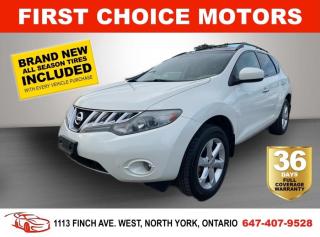 Welcome to First Choice Motors, the largest car dealership in Toronto of pre-owned cars, SUVs, and vans priced between $5000-$15,000. With an impressive inventory of over 300 vehicles in stock, we are dedicated to providing our customers with a vast selection of affordable and reliable options. <br><br>Were thrilled to offer a used 2010 Nissan Murano SL, white color with 102,000km = 63,370mi (STK#6558) This vehicle was $12990 NOW ON SALE FOR $9990. It is equipped with the following features:<br>- Automatic Transmission<br>- Fully loaded<br>- Leather Seats<br>- Sunroof<br>- Heated seats<br>- Bluetooth<br>- All wheel drive<br>- Reverse camera<br>- Alloy wheels<br>- Power windows<br>- Power locks<br>- Power mirrors<br>- Air Conditioning<br><br>At First Choice Motors, we believe in providing quality vehicles that our customers can depend on. All our vehicles come with a 36-day FULL COVERAGE warranty. We also offer additional warranty options up to 5 years for our customers who want extra peace of mind.<br><br>Furthermore, all our vehicles are sold fully certified with brand new brakes rotors and pads, a fresh oil change, and brand new set of all-season tires installed & balanced. You can be confident that this car is in excellent condition and ready to hit the road.<br><br>At First Choice Motors, we believe that everyone deserves a chance to own a reliable and affordable vehicle. Thats why we offer financing options with low interest rates starting at 7.9% O.A.C. Were proud to approve all customers, including those with bad credit, no credit, students, and even 9 socials. Our finance team is dedicated to finding the best financing option for you and making the car buying process as smooth and stress-free as possible.<br><br>Our dealership is open 7 days a week to provide you with the best customer service possible. We carry the largest selection of used vehicles for sale under $9990 in all of Ontario. We stock over 300 cars, mostly Hyundai, Chevrolet, Mazda, Honda, Volkswagen, Toyota, Ford, Dodge, Kia, Mitsubishi, Acura, Lexus, and more. With our ongoing sale, you can find your dream car at a price you can afford. Come visit us today and experience why we are the best choice for your next used car purchase!<br><br>All prices exclude a $10 OMVIC fee, license plates & registration  and ONTARIO HST (13%)