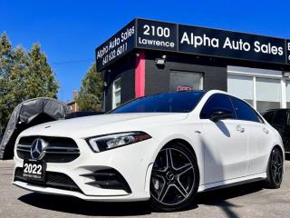 <p>Mercedes Benz AMG A35 4MATIC Sedan - Polar White Exterior on Black Interior - Carfax Verified - No Accidents - One Owner - Local Ontario Vehicle - Low KMs ONLY 31k KM - Under Complete Factory Warranty - Loaded w/ Premium Package (Vehicle Exit Warning, Google Android Auto, Power Passenger Seat w/Memory, Apple CarPlay, Parking Package, Foot Activated Trunk/Tailgate Release, Smartphone Integration, Blind Spot Assist, Active Parking Assist, Burmester Surround Sound System, KEYLESS GO Package, SiriusXM Satellite Radio, KEYLESS-GO), Navigation Package (MB Navigation, Navigation Services, MBUX Navigation Plus, Traffic Sign Assist), AMG Night Package (High-Gloss Black Window Surrounds, Front Splitter, Side Sill Inserts and Exterior Mirrors and Black Chrome Tailpipe Trim), AMG Drivers Package (AMG Performance Steering Wheel in Nappa/DINAMICA, AMG RIDE CONTROL, AMG DRIVE UNIT), 360 Surround View Camera, Leather/Microfiber Heated Seats, Panoramic Sunroof, Apple Carplay, Android Auto, LED Headlights, Exterior Light & Sight Package, AMG Aluminum Trim, 18 Inch AMG 5-Spoke Wheels & So Much More! FINANCING AVAILABLE - OAC!!</p>
<p>*Under 4 Year/80,000 KM Complete Factory Warranty*</p>
<p>Included in the price:</p>
<p>1.Ontario Safety Standard Certificate.<br />2.Administration Fee.<br />3.CARFAX Vehicle History Report.<br />4.OMVIC Fee.</p>
<p>Taxes and licensing are not included in the price.</p>
<p>Lease, Financing & Extended Warranty Options Available! All Trades Welcome!</p>
<p>Alpha Auto Sales <br />2100 Lawrence Ave. E <br />Scarborough, ON M1R 2Z7 <br />Office: 1 (800) 632 4194 <br />Direct: 6 4 7 6 3 2 6 0 1 1 <br />Email: sales@alphaautosales.ca <br />Web: alphaautosales.ca</p>