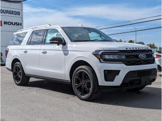 <b>Leather Seats, Power Running Boards, 22 inch Aluminum Wheels, Tow Package!</b><br> <br> <br> <br>  Few large SUVs are as spacious, comfortable and capable as this 2024 Ford Expedition. <br> <br>This Ford Expedition sets the benchmark for all other full-size SUVs in multiple categories. From its vast and comfortable interior to the excellent driving dynamics it delivers uncompromised towing capability, there isnt much this Expedition cant do. Power, style and plenty of space for passengers and cargo give the Ford Expedition its bold and imposing presence on the road. <br> <br> This oxford white SUV  has a 10 speed automatic transmission and is powered by a  440HP 3.5L V6 Cylinder Engine.<br> <br> Our Expeditions trim level is Limited Max. With an extended wheelbase for even more cabin and cargo room, this Expedition Limited Max steps things up with leather-trimmed ventilated and heated front captains chairs with power adjustment, an express open/close glass sunroof with a power sunshade, a power liftgate for rear cargo access, adaptive cruise control, and a leather-wrapped heated steering wheel. Other amazing standard features include a 12-inch infotainment screen with navigation, wireless Apple CarPlay and Android Auto, SYNC 4 wireless phone connectivity, running boards, FordPass Connect 4G mobile hotspot internet access, proximity keyless entry with push button start, smart device remote engine start, 40/20/40 folding split-bench 2nd row seats, and 3rd row 60/40 split-bench seats. Road safety is assured thanks to blind spot monitoring, pre-collision assist with automatic emergency braking and cross-traffic alert, front and rear parking sensors, lane keeping assist and lane departure warning, forward collision alert, driver monitoring alert, and Fords Mykey system with a top speed limiter and audio volume limiter. Additional features include class IV towing equipment with trailer sway control and a trailer wiring harness, four 12-volt DC and 120-volt AC power outlets, a garage door transmitter, front and rear cupholders, dual-zone front climate control with rear separate controls, and so much more. This vehicle has been upgraded with the following features: Leather Seats, Power Running Boards, 22 Inch Aluminum Wheels, Tow Package. <br><br> View the original window sticker for this vehicle with this url <b><a href=http://www.windowsticker.forddirect.com/windowsticker.pdf?vin=1FMJK2AG4REA07339 target=_blank>http://www.windowsticker.forddirect.com/windowsticker.pdf?vin=1FMJK2AG4REA07339</a></b>.<br> <br>To apply right now for financing use this link : <a href=https://www.bourgeoismotors.com/credit-application/ target=_blank>https://www.bourgeoismotors.com/credit-application/</a><br><br> <br/> Incentives expire 2024-04-30.  See dealer for details. <br> <br>Discount on vehicle represents the Cash Purchase discount applicable and is inclusive of all non-stackable and stackable cash purchase discounts from Ford of Canada and Bourgeois Motors Ford and is offered in lieu of sub-vented lease or finance rates. To get details on current discounts applicable to this and other vehicles in our inventory for Lease and Finance customer, see a member of our team. </br></br>Discover a pressure-free buying experience at Bourgeois Motors Ford in Midland, Ontario, where integrity and family values drive our 78-year legacy. As a trusted, family-owned and operated dealership, we prioritize your comfort and satisfaction above all else. Our no pressure showroom is lead by a team who is passionate about understanding your needs and preferences. Located on the shores of Georgian Bay, our dealership offers more than just vehiclesits an experience rooted in community, trust and transparency. Trust us to provide personalized service, a diverse range of quality new Ford vehicles, and a seamless journey to finding your perfect car. Join our family at Bourgeois Motors Ford and let us redefine the way you shop for your next vehicle.<br> Come by and check out our fleet of 90+ used cars and trucks and 140+ new cars and trucks for sale in Midland.  o~o