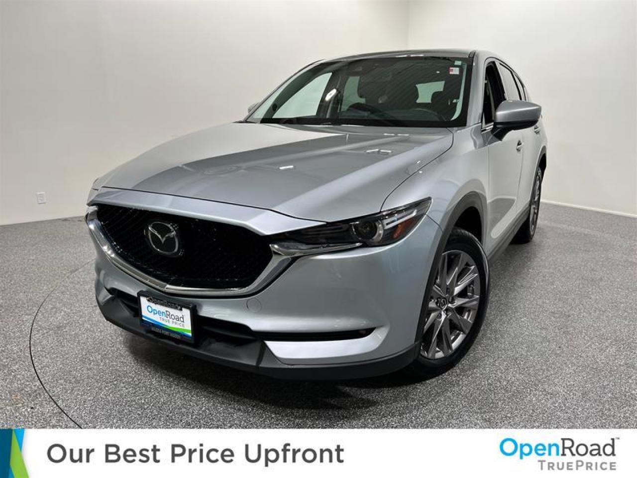 Silver CX-5 with 40,377 km, 2.5L 4 cylinder engine, 6-speed shiftable automatic, 5 passengers, AM/FM stereo, bose premium brand stereo system, bose premium brand speakers, 10 speakers, 1 subwoofer, Android and Apple CarPlay Auto, dual zone front climate control,  USB connection, auxiliary audio input and USB with external media control, speed sensitive volume control, 4 one-touch power windows, 1 st row power glass moonroof, hands-free entry, heated mirrors, keyless ignition, adaptive cruise control, rear view camera and SO MUCH MORE! What are you waiting for? Come take it for a test drive TODAY! — At OpenRoad Mazda Port Moody, we take the stress out of buying a used car by providing you with our TruePrice up front, saving you time and money! You will have peace of mind knowing you got our best price up front, without having to negotiate. All our pre-owned vehicles must pass a 153-point safety inspection, Carfax verified history report, as well as the safety inspection report and a breakdown of the work performed. Not just any car can be sold as OpenRoad Certified, only the best cars! Come in stores to check out our inventory and take the car of your dreams for a test drive TODAY! Prices subject to $599 documentation fee and applicable taxes. Some features and options may not apply to this specific vehicle. Please contact us to confirm.