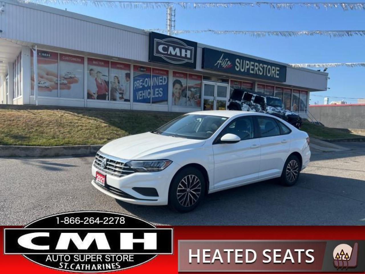<b>FUEL EFFICIENT !! REAR CAMERA, START-STOP, APPLE CARPLAY, ANDROID AUTO, BLUETOOTH, TOUCH DISPLAY SCREEN, STEERING WHEEL AUDIO CONTROLS, CRUISE CONTROL, HEATED FRONT SEATS, POWER GROUP, AIR CONDITIONING, 16-INCH ALLOY WHEELS</b><br>      This  2021 Volkswagen Jetta is for sale today. <br> <br>Redesigned. Not over designed. Rather than adding needless flash, the Jetta has been redesigned for a tasteful, more premium look and feel. One quick glance is all it takes to appreciate the result. Its sporty. Its sleek. It makes a statement without screaming. The overall effect stands out anywhere. Its roomy and well finished interior provides the best of comforts and will help keep this elegant sedan ageless and beautiful for many years to come.This  sedan has 80,984 kms. Its  white in colour  . It has an automatic transmission and is powered by a  147HP 1.4L 4 Cylinder Engine. <br> <br> Our Jettas trim level is Comfortline. This Jetta Comfortline features awesome aluminum wheels, fully automatic LED headlamps, heated front seats, a 6.5 inch touchscreen infotainment system with Android Auto and Apple CarPlay, air conditioning, cruise control, remote keyless entry, a rear view camera and much more.<br> <br>To apply right now for financing use this link : <a href=https://www.cmhniagara.com/financing/ target=_blank>https://www.cmhniagara.com/financing/</a><br><br> <br/><br>Trade-ins are welcome! Financing available OAC ! Price INCLUDES a valid safety certificate! Price INCLUDES a 60-day limited warranty on all vehicles except classic or vintage cars. CMH is a Full Disclosure dealer with no hidden fees. We are a family-owned and operated business for over 30 years! o~o