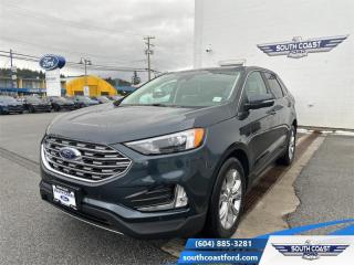 <b>Navigation, 19 inch Aluminum Wheels, Sunroof, Cold Weather Package, Heated Steering Wheel!</b><br> <br>   Comfortable ride quality, an airy cabin and generous standard tech features make this 2024 Ford Edge a stand-out SUV. <br> <br>With meticulous attention to detail and amazing style, the Ford Edge seamlessly integrates power, performance and handling with awesome technology to help you multitask your way through the challenges that life throws your way. Made for an active lifestyle and spontaneous getaways, the Ford Edge is as rough and tumble as you are. Push the boundaries and stay connected to the road with this sweet ride!<br> <br> This stone blue metallic SUV  has a 8 speed automatic transmission and is powered by a  250HP 2.0L 4 Cylinder Engine.<br> <br> Our Edges trim level is Titanium. For a healthy dose of luxury and refinement, step up to this Titanium trim, lavishly appointed with premium heated leather seats with power adjustment and lumbar support, perimeter approach lights, a sonorous 12-speaker Bang & Olufsen audio system, and a numeric keypad for extra security. This trim also features a power liftgate for rear cargo access, a key fob with remote engine start and rear parking sensors, a 12-inch capacitive infotainment screen bundled with wireless Apple CarPlay and Android Auto, SiriusXM satellite radio, and 4G mobile hotspot internet connectivity. You and yours are assured of optimum road safety, with blind spot detection, rear cross traffic alert, pre-collision assist with automatic emergency braking, lane keeping assist, lane departure warning, forward collision alert, driver monitoring alert, and a rearview camera with an inbuilt washer. Also standard include proximity keyless entry, dual-zone climate control, 60-40 split front folding rear seats, LED headlights with automatic high beams, and even more. This vehicle has been upgraded with the following features: Navigation, 19 Inch Aluminum Wheels, Sunroof, Cold Weather Package, Heated Steering Wheel, Trailer Tow Package. <br><br> View the original window sticker for this vehicle with this url <b><a href=http://www.windowsticker.forddirect.com/windowsticker.pdf?vin=2FMPK4K93RBA63614 target=_blank>http://www.windowsticker.forddirect.com/windowsticker.pdf?vin=2FMPK4K93RBA63614</a></b>.<br> <br>To apply right now for financing use this link : <a href=https://www.southcoastford.com/financing/ target=_blank>https://www.southcoastford.com/financing/</a><br><br> <br/> Total  cash rebate of $4500 is reflected in the price. Credit includes $4,500 Non-Stackable Cash Purchase Assistance. Credit is available in lieu of subvented financing rates.  Incentives expire 2024-05-31.  See dealer for details. <br> <br>Call South Coast Ford Sales or come visit us in person. Were convenient to Sechelt, BC and located at 5606 Wharf Avenue. and look forward to helping you with your automotive needs. <br><br> Come by and check out our fleet of 20+ used cars and trucks and 110+ new cars and trucks for sale in Sechelt.  o~o
