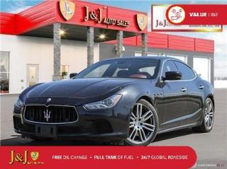 Black 2015 Maserati Ghibli S Q4 AWD ZF 8-Speed Automatic 3.0L V6 <br><br>Welcome to our dealership, where we cater to every car shoppers needs with our diverse range of vehicles. Whether youre seeking peace of mind with our meticulously inspected and Certified Pre-Owned vehicles, looking for great value with our carefully selected Value Line options, or are a hands-on enthusiast ready to tackle a project with our As-Is mechanic specials, weve got something for everyone. At our dealership, quality, affordability, and variety come together to ensure that every customer drives away satisfied. Experience the difference and find your perfect match with us today.<br><br>Ghibli S Q4, 4D Sedan, 3.0L V6, ZF 8-Speed Automatic, AWD, Black, Marrone Leather.<br><br><br>Certified. J&J Certified Details: * Vigorous Inspection * Global Roadside Assistance available 24/7, 365 days a year - 3 months * Get As Low As 7.99% APR Financing OAC * CARFAX Vehicle History Report. * Complimentary 3-Month SiriusXM Select+ Trial Subscription * Full tank of fuel * One free oil change (only redeemable here)