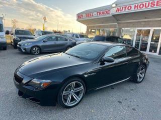 <div>2006 BMW M6 COUPE WITH 92488 KMS, V10 ENGINE, 500 HORSEPOWER, CARBON ROOF, PUSH BUTTON START, HEADS UP DISPLAY, USB/AUX, PADDLE SHIFTERS, LEATHER SEATS, CD/RADIO, AC, POWER WINDOWS LOCKS SEATS AND MORE!</div>