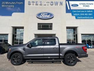 <b>Leather Seats, FX4 Off-Road Package, Premium Audio, 20  inch Aluminum Wheels, Ford Co-Pilot360 Assist +!</b><br> <br> <br> <br>We value your TIME, we wont waste it or your gas is on us!   We offer extended test drives and if you cant make it out to us we will come straight to you!<br> <br>  For a truck that simply does more, and looks better doing it, the Ford F-150 is an obvious choice. <br> <br>The perfect truck for work or play, this versatile Ford F-150 gives you the power you need, the features you want, and the style you crave! With high-strength, military-grade aluminum construction, this F-150 cuts the weight without sacrificing toughness. The interior design is first class, with simple to read text, easy to push buttons and plenty of outward visibility. With productivity at the forefront of design, the F-150 makes use of every single component was built to get the job done right!<br> <br> This carbonized grey metallic Crew Cab 4X4 pickup   has an automatic transmission and is powered by a  325HP 2.7L V6 Cylinder Engine.<br> <br> Our F-150s trim level is Lariat. This luxurious Ford F-150 Lariat comes loaded with premium features such as leather heated and cooled seats, body colored exterior accents, a proximity key with push button start and smart device remote start, pro trailer backup assist and Ford Co-Pilot360 that features lane keep assist, blind spot detection, pre-collision assist with automatic emergency braking and rear parking sensors. Enhanced features also includes unique aluminum wheels, SYNC 4 with enhanced voice recognition featuring connected navigation, Apple CarPlay and Android Auto, FordPass Connect 4G LTE, power adjustable pedals, a powerful Bang & Olufsen audio system with SiriusXM radio, cargo box lights, dual zone climate control and a handy rear view camera to help when backing out of tight spaces. This vehicle has been upgraded with the following features: Leather Seats, Fx4 Off-road Package, Premium Audio, 20  Inch Aluminum Wheels, Ford Co-pilot360 Assist +, Lariat Sport Package, Power Running Boards. <br><br> View the original window sticker for this vehicle with this url <b><a href=http://www.windowsticker.forddirect.com/windowsticker.pdf?vin=1FTEW1EP2PFC71942 target=_blank>http://www.windowsticker.forddirect.com/windowsticker.pdf?vin=1FTEW1EP2PFC71942</a></b>.<br> <br>To apply right now for financing use this link : <a href=http://www.steeltownford.com/?https://CreditOnline.dealertrack.ca/Web/Default.aspx?Token=bf62ebad-31a4-49e3-93be-9b163c26b54c&La target=_blank>http://www.steeltownford.com/?https://CreditOnline.dealertrack.ca/Web/Default.aspx?Token=bf62ebad-31a4-49e3-93be-9b163c26b54c&La</a><br><br> <br/> Weve discounted this vehicle $4500. Total  cash rebate of $9500 is reflected in the price. Credit includes $9,500 Non-Stackable Cash Purchase Assistance. Credit is available in lieu of subvented financing rates.  Incentives expire 2024-04-30.  See dealer for details. <br> <br>Family owned and operated in Selkirk for 35 Years.  <br>Steeltown Ford is located just 20 minutes North of the Perimeter Hwy, with an onsite banking center that offers free consultations. <br>Ask about our special dealer rates available through all major banks and credit unions.<br>Dealer retains all rebates, plus taxes, govt fees and Steeltown Protect Plus.<br>Steeltown Ford Protect Plus includes:<br>- Life Time Tire Warranty <br>Dealer Permit # 1039<br><br><br> Come by and check out our fleet of 100+ used cars and trucks and 220+ new cars and trucks for sale in Selkirk.  o~o