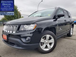 <p>North Edition sport, 4X4, 2.4L 4 cyl, 6 spd auto, remote entry, power group, air, cd/mp3, fog lights and more.</p><p><span style=text-decoration: underline;><strong>The 2016 Jeep Compass North 4x4 had several positive aspects that made it an attractive choice for buyers looking for a compact SUV with off-road capability. Here are some of the positive features and aspects of the 2016 Jeep Compass North 4x4:</strong></span></p><p>Affordable Price: The 2016 Jeep Compass North 4x4 was known for its relatively affordable starting price, making it an attractive option for budget-conscious buyers.</p><p>4x4 Capability: As the North 4x4 suggests, this Compass trim came with Jeeps renowned 4x4 system, which provided excellent off-road capability and traction in various driving conditions, including snow and rough terrain.</p><p>Jeep Heritage: Jeep is a brand known for its rugged and adventurous image, and the Compass North 4x4 carried on that tradition. It had the Jeep DNA and design cues that many enthusiasts appreciate.</p><p>Spacious Interior: Despite its compact size, the 2016 Compass had a relatively spacious interior with ample headroom and legroom, making it comfortable for both driver and passengers.</p><p>Decent Fuel Efficiency: The Compass North 4x4 offered reasonable fuel efficiency for its class, making it suitable for both city commuting and longer highway journeys.</p><p>Good Visibility: The driving position in the Compass provided excellent visibility, allowing the driver to have a clear view of the road ahead, which is important for safety.</p><p>Off-Roading Capability: For those who enjoy off-roading or live in areas with challenging terrain, the Compass North 4x4 was equipped to handle rugged trails and rough roads, thanks to its 4x4 system and ground clearance.</p><p>Solid Build Quality: Jeep is known for building sturdy and durable vehicles, and the 2016 Compass was no exception. It could withstand the rigors of everyday use and off-road adventures.</p><p>Resale Value: Jeep vehicles tend to hold their value well, and the Compass North 4x4 was no exception. If you decided to sell or trade it in the future, you could expect a reasonable resale value.</p><p>Overall, the 2016 Jeep Compass North 4x4 was appreciated for its combination of affordability, off-road capability, and practicality, making it a compelling choice for those who wanted a versatile compact SUV with a hint of adventure.</p><p> </p><p>Please drop by Brown Bros Auto Clearance for a look and a test drive.  Youll be glad you did.  </p><p>Brown Bros Auto Clearance Centre, home of the 30 day exchange policy. We finance when others cant. Easy pricing, easy payments, easy financing. Low finance rates. Cash back or deferred payments available. Visit our website: www.brownbrosautoclearancecentre.com to see our complete inventory of used cars and trucks in Surrey.</p>