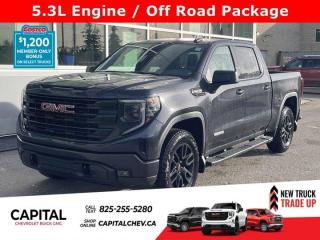 This GMC Sierra 1500 delivers a Gas V8 5.3L/325 engine powering this Automatic transmission. X31 OFF-ROAD PACKAGE includes Off-Road suspension, (JHD) Hill Descent Control, (NZZ) skid plates, (K47) heavy-duty air filter and X31 hard badge Includes (B1J) rear wheelhouse liners and (NQH) 2-speed transfer case. Includes (N10) dual exhaust., ENGINE, 5.3L ECOTEC3 V8 (355 hp [265 kW] @ 5600 rpm, 383 lb-ft of torque [518 Nm] @ 4100 rpm); featuring Dynamic Fuel Management, Wireless, Apple CarPlay / Wireless Android Auto.* This GMC Sierra 1500 Features the Following Options *Windows, power front, drivers express up/down, Window, power front, passenger express down, Wi-Fi Hotspot capable (Terms and limitations apply. See onstar.ca or dealer for details.), Wheels, 20 x 9 (50.8 cm x 22.9 cm) 6-spoke High gloss Black painted aluminum, Wheel, 17 x 8 (43.2 cm x 20.3 cm) full-size, steel spare, USB Ports, 2, Charge/Data ports located on instrument panel, USB ports, (2) charge-only, rear, Transmission, 8-speed automatic, (Column shifter) electronically controlled with overdrive and tow/haul mode. Includes Cruise Grade Braking and Powertrain Grade Braking (Standard and only available with (L3B) 2.7L TurboMax engine.), Transfer case, single speed, electronic Autotrac with push button control (4WD models only), Tires, 275/60R20 all-season, blackwall.* Visit Us Today *Stop by Capital Chevrolet Buick GMC Inc. located at 13103 Lake Fraser Drive SE, Calgary, AB T2J 3H5 for a quick visit and a great vehicle!