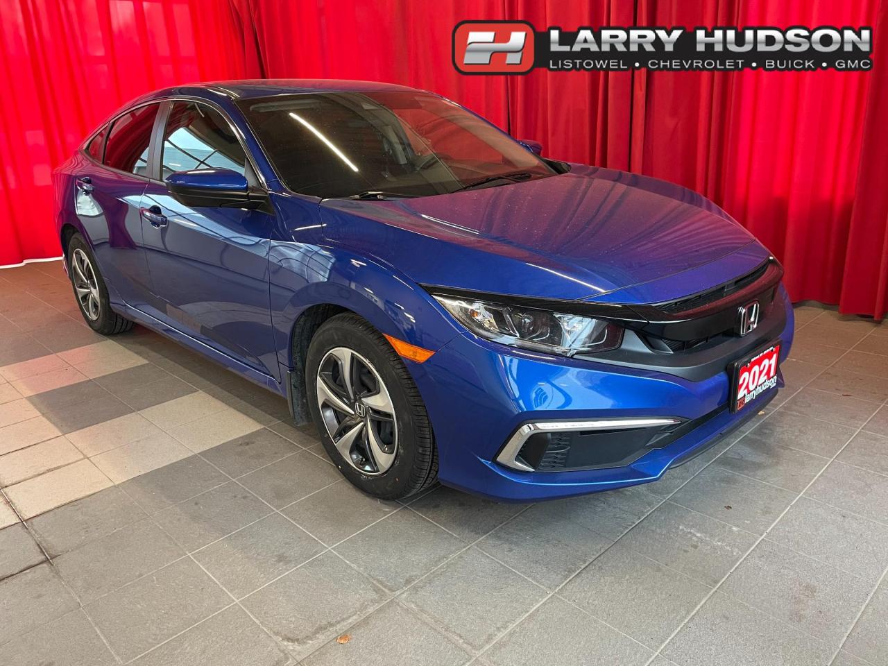 This Civic LX Features a 2.0L 4-Cylinder Engine, Continuously Variable Transmission, Drive Mode Select, Front-Wheel Drive, Aegean Blue Metallic Exterior, Black Cloth Interior, Heated Front Bucket Seats, 60-40 Folding Bench Front Facing Fold Forward Seatback Rear Seat, Distance Pacing w/ Traffic Stop-Go, Back-Up Camera, Front Collision Mitigation, Collision Mitigation Braking System, Forward Collision Warning, Brake Assist, Hill Hold Control, Electric Parking Brake, Manual Tilt/Telescoping Steering Column, Electric Power-Assist Speed-Sensing Steering, Cruise Control w/ Steering Wheel Controls, Automatic Air Conditioning, Auto On/Off Projector Beam Halogen Daytime Running Auto High-Beam Headlamps w/Delay-Off, Automatic Highbeams, Single Stainless Steel Exhaust, 16 Steel Wheels w/ Covers. Unit comes with winter wheels/tires also.

<br> <br><i>-- The Larry Hudson Group is a family run automotive organization that has enjoyed growth for over 39 years of business. We have a great selection of new inventory and what we feel are the best reconditioned used cars in Ontario. Hudsons NEED your trade. We can offer you top market value for your current vehicle. Please come and partake in a great buying experience with the Larry Hudson Group in Listowel. FREE CarFax report available with every used vehicle! --</i>