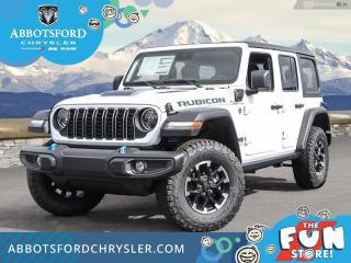 <br> <br>  This 2024 Wrangler 4xe paves a new path to the future, with legendary capability and uncompromising hybrid innovation. <br> <br>No matter where your next adventure takes you, this Jeep Wrangler 4xe is ready for the challenge. With advanced traction and plug-in hybrid technology, sophisticated safety features and ample ground clearance, the Wrangler 4xe is designed to climb up and crawl over the toughest terrain. Inside the cabin of this advanced Wrangler 4xe offers supportive seats and comes loaded with the technology you expect while staying loyal to the style and design youve come to know and love.<br> <br> This bright white SUV  has a 8 speed automatic transmission and is powered by a  375HP 2.0L 4 Cylinder Engine.<br> <br> Our Wrangler 4xes trim level is Rubicon. Stepping up to this Wrangler Rubicon rewards you with incredible off-roading capability, thanks to heavy duty suspension, class II towing equipment that includes a hitch and trailer sway control, front active and rear anti-roll bars, upfitter switches, locking front and rear differentials, and skid plates for undercarriage protection. Interior features include an 8-speaker Alpine audio system, voice-activated dual zone climate control, front and rear cupholders, and a 12.3-inch infotainment system with smartphone integration and mobile internet hotspot access. Additional features include cruise control, a leatherette-wrapped steering wheel, proximity keyless entry, and even more. This vehicle has been upgraded with the following features: Heavy Duty Suspension,  Hybrid,  Fast Charging,  Adaptive Cruise Control,  Climate Control,  Wi-fi Hotspot,  Tow Equipment. <br><br> View the original window sticker for this vehicle with this url <b><a href=http://www.chrysler.com/hostd/windowsticker/getWindowStickerPdf.do?vin=1C4RJXR66RW112364 target=_blank>http://www.chrysler.com/hostd/windowsticker/getWindowStickerPdf.do?vin=1C4RJXR66RW112364</a></b>.<br> <br/>    5.99% financing for 96 months. <br> Buy this vehicle now for the lowest weekly payment of <b>$281.79</b> with $0 down for 96 months @ 5.99% APR O.A.C. ( taxes included, Plus applicable fees   ).  Incentives expire 2024-07-02.  See dealer for details. <br> <br>Abbotsford Chrysler, Dodge, Jeep, Ram LTD joined the family-owned Trotman Auto Group LTD in 2010. We are a BBB accredited pre-owned auto dealership.<br><br>Come take this vehicle for a test drive today and see for yourself why we are the dealership with the #1 customer satisfaction in the Fraser Valley.<br><br>Serving the Fraser Valley and our friends in Surrey, Langley and surrounding Lower Mainland areas. Abbotsford Chrysler, Dodge, Jeep, Ram LTD carry premium used cars, competitively priced for todays market. If you don not find what you are looking for in our inventory, just ask, and we will do our best to fulfill your needs. Drive down to the Abbotsford Auto Mall or view our inventory at https://www.abbotsfordchrysler.com/used/.<br><br>*All Sales are subject to Taxes and Fees. The second key, floor mats, and owners manual may not be available on all pre-owned vehicles.Documentation Fee $699.00, Fuel Surcharge: $179.00 (electric vehicles excluded), Finance Placement Fee: $500.00 (if applicable)<br> Come by and check out our fleet of 80+ used cars and trucks and 130+ new cars and trucks for sale in Abbotsford.  o~o