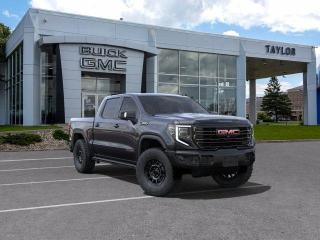 <b>Multipro Tailgate, 18 inch Aluminum Wheels, Park Assist System!</b><br> <br>   Capable on road, relentless off road and completely composed when hauling a load, this professional grade GMC Sierra 1500 is easily the best work and leisure truck you could own. <br> <br>This redesigned GMC Sierra 1500 stands out against all other pickup trucks, with sharper, more powerful proportions that creates a commanding stance on and off the road. Next level comfort and technology is paired with its outstanding performance and capability. Inside, the Sierra 1500 supports you through rough terrain with expertly designed seats and a pro grade suspension. Inside, youll find an athletic and purposeful interior, designed for your active lifestyle. Get ready to live like a pro in this amazing GMC Sierra 1500! <br> <br> This titan rush metallic Crew Cab 4X4 pickup   has an automatic transmission and is powered by a  420HP 6.2L 8 Cylinder Engine.<br> <br> Our Sierra 1500s trim level is AT4X. Taking your off road adventures to the max, this highly capable GMC Sierra 1500 AT4X comes fully loaded with an upgraded off-road suspension that features Multimatic DSSV spool-valve dampers and underbody skid plates, full grain leather seats with authentic Vanta Ash wood trim, exclusive aluminum wheels, body-coloured exterior accents and a massive 13.4 inch touchscreen display that features wireless Apple CarPlay and Android Auto, 12 speaker Bose premium audio system, SiriusXM, and a 4G LTE hotspot. Additionally, this amazing pickup truck also features a power sunroof, spray-in bedliner, wireless device charging, IntelliBeam LED headlights, remote engine start, forward collision warning and lane keep assist, a trailer-tow package with hitch guidance, LED cargo area lighting, heads up display, heated and cooled seats with massage function, ultrasonic parking sensors, an HD surround vision camera plus so much more! This vehicle has been upgraded with the following features: Multipro Tailgate, 18 Inch Aluminum Wheels, Park Assist System. <br><br> <br>To apply right now for financing use this link : <a href=https://www.taylorautomall.com/finance/apply-for-financing/ target=_blank>https://www.taylorautomall.com/finance/apply-for-financing/</a><br><br> <br/> Total  cash rebate of $8000 is reflected in the price. Credit includes $8,000 Non-Stackable Cash Delivery Allowance.  Incentives expire 2024-05-31.  See dealer for details. <br> <br><br> Come by and check out our fleet of 80+ used cars and trucks and 150+ new cars and trucks for sale in Kingston.  o~o