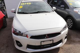 Wow this is a Gem, 2017 Mitsubishi Lancer SE LTD, 4 door Auto, 4 Cyl. Loaded with just about every option, This is the top of the line Lancer Comes with Sunroof & Finished in White With Matching interior, we Priced this one Below market Value for quick sale Only $11995 Cert & Serviced + Tax & Licence, Call us about our Excellent Financing Options we can get Most people financed, Text or Call TONY 519-731-2186 for more details or to arrange a test drive. TRIBROOK AUTO SALES the leader in Low Priced Vehicles.