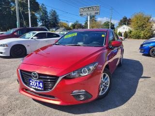 <p><span style=font-family: Segoe UI, sans-serif; font-size: 18px;>***SITTING ON FOUR BRAND NEW ALL-SEASON TIRES AND BRAND NEW PADS AND ROTORS ALL AROUND*** BEAUTIFUL SOUL RED MAZDA3 TOURING SEDAN W/ TINTED WINDOWS AND GREAT MILEAGE, EQUIPPED W/ THE VERY FUEL EFFICIENT 4 CYLINDER 2.0L DOHC ENGINE, LOADED W/ 4 BRAND NEW ALL SEASON TIRES ON ALLOY RIMS AND BRAND NEW BREAKS ALL AROUND, POWER MOONROOF, BLUETOOTH CONNECTION, TINTED WINDOWS, HEATED SEATS, REAR-VIEW CAMERA, PUSH BUTTON START, AUTOMATIC HEADLIGHTS, KEYLESS ENTRY, AIR CONDITIONING, CRUISE CONTROL, POWER LOCKS, WINDOWS AND MIRRORS, WARRANTY AND MORE! This vehicle comes certified with all-in pricing excluding HST tax and licensing. Also included is a complimentary 36 days complete coverage safety and powertrain warranty, and one year limited powertrain warranty. Please visit our website at bossauto.ca today!</span></p>