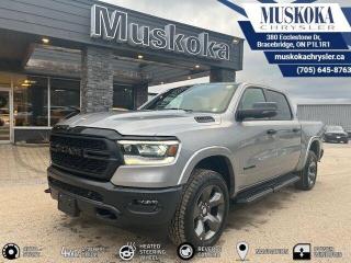 This RAM 1500 BIG HORN, with a 5.7L HEMI V-8 engine engine, features a 8-speed automatic transmission, and generates 22 highway/18 city L/100km. Find this vehicle with only 31 kilometers!  RAM 1500 BIG HORN Options: This RAM 1500 BIG HORN offers a multitude of options. Technology options include: 1 LCD Monitor In The Front, AM/FM/Satellite-Prep w/Seek-Scan, Clock, Aux Audio Input Jack, Steering Wheel Controls, Voice Activation, Radio Data System and External Memory Control, GPS Antenna Input, Radio: Uconnect 3 w/5 Display, grated Voice Command w/Bluetooth.  Safety options include Tailgate/Rear Door Lock Included w/Power Door Locks, Variable Intermittent Wipers, 1 LCD Monitor In The Front, Power Door Locks w/Autolock Feature, Airbag Occupancy Sensor.  Visit Us: Find this RAM 1500 BIG HORN at Muskoka Chrysler today. We are conveniently located at 380 Ecclestone Dr Bracebridge ON P1L1R1. Muskoka Chrysler has been serving our local community for over 40 years. We take pride in giving back to the community while providing the best customer service. We appreciate each and opportunity we have to serve you, not as a customer but as a friend