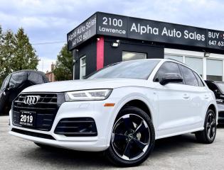 <p>Audi Q5 S-Line Technik 45 TFSI Quattro - S-Line Black Package - Advanced Driving Assistant Package - Head up Display - White Exterior on Black Interior - Carfax Verified - No Accidents - One Owner - Local Ontario Vehicle - LOW KMs ONLY 29k - Fully Loaded w/ Leather Heated Seats, Sport Seats, Panoramic Sunroof, Navigation, 360 Surround View Camera, Parking Sensors, Adaptive Cruise Control w/Stop & Go, Traffic Sign Recognition, Traffic Congestion Assist, Audi Pre Sense Front w/Pre Sense City, Audi Active Lane Assist, Black Optics (Grille & Window surround), Piano Black Inlays, Black Side Mirrors, S Line Exterior, Digital Cluster, Head up Display, Paddle Shifters, Rear Heated Seats, Aux, Usb, Xm, Bluetooth Phone & Audio, Apple Carplay, Android Auto, Bang & Olufsen Audio, Keyless Entry, S line Interior and Exterior Badging, S Line Rear Spoiler, Black Roof Rails, Black Headliner, Stainless Steel Pedals, S line Stainless Steel Door Sills, Wheels: 8.0J x 20 5-Arm Rotor Design, High gloss black, Power Tailgate & So Much More...In Excellent Shape, Well Maintained! FINANCING AVAILABLE - OAC!</p>
<p>Included in the price:</p>
<p>1.Ontario Safety Standard Certificate.<br />2.Administration Fee.<br />3.CARFAX Vehicle History Report.<br />4.OMVIC Fee.</p>
<p>Taxes and licensing are not included in the price.</p>
<p>Lease & Financing Options Available! All Trades Welcome!</p>
<p>Alpha Auto Sales <br />2100 Lawrence Ave. E <br />Scarborough, ON M1R 2Z7 <br />Office: 1 (800) 632 4194 <br />Direct: 6 4 7 6 3 2 6 0 1 1 <br />Email: sales@alphaautosales.ca <br />Web: alphaautosales.ca</p>