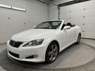 ONLY 95,000 KMS!! STUNNING CONVERTIBLE W/ NAVIGATION PKG INCL. HEATED/COOLED LEATHER SEATS, POWER RETRACTING HARD-TOP, BACKUP CAMERA W/ FRONT & REAR SENSORS, NAVIGATION AND 18-IN ALLOYS! Paddle shifters, power seats & steering column w/ memory, dual-zone climate control, keyless entry w/ push start, rain-sensing wipers, headlight washers, auto headlights, garage door opener, auto dimming rearview mirror, fog lights, cruise control and Sirius XM!