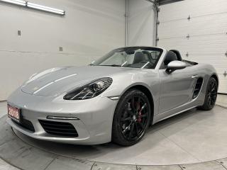 ONLY 23,000 KMS!! STUNNING 718 BOXSTER S POWERED CONVERTIBLE W/ 350HP 2.5L TURBO, PDK TRANSMISSION W/ PADDLE SHIFTERS, NAVIGATION, BACKUP CAMERA W/ FRONT & REAR PARK SENSORS AND BOSE AUDIO!! Heated seats, 19-in Boxster S black alloys, active aero spoiler, active exhaust, drilled rotors, Porsche sport chrono, air conditioning, g-force meter, full power group incl. power seats, garage door opener, auto headlights and Sirius XM!